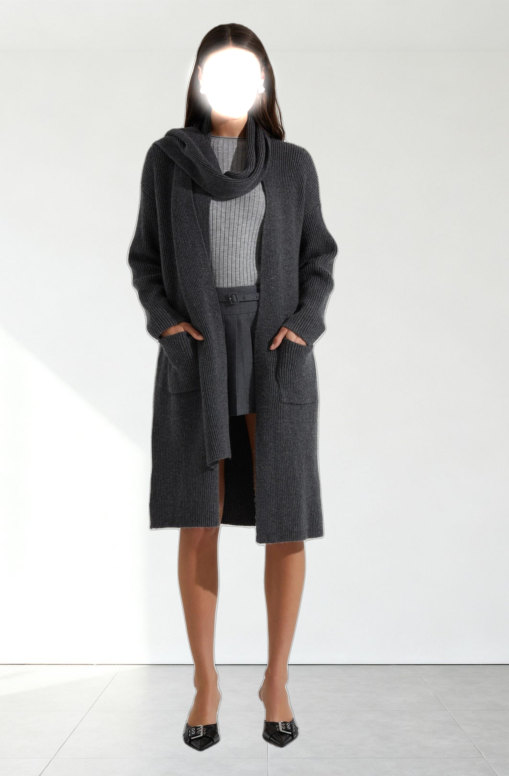 Noemi Ribbed Scarf Cardigan