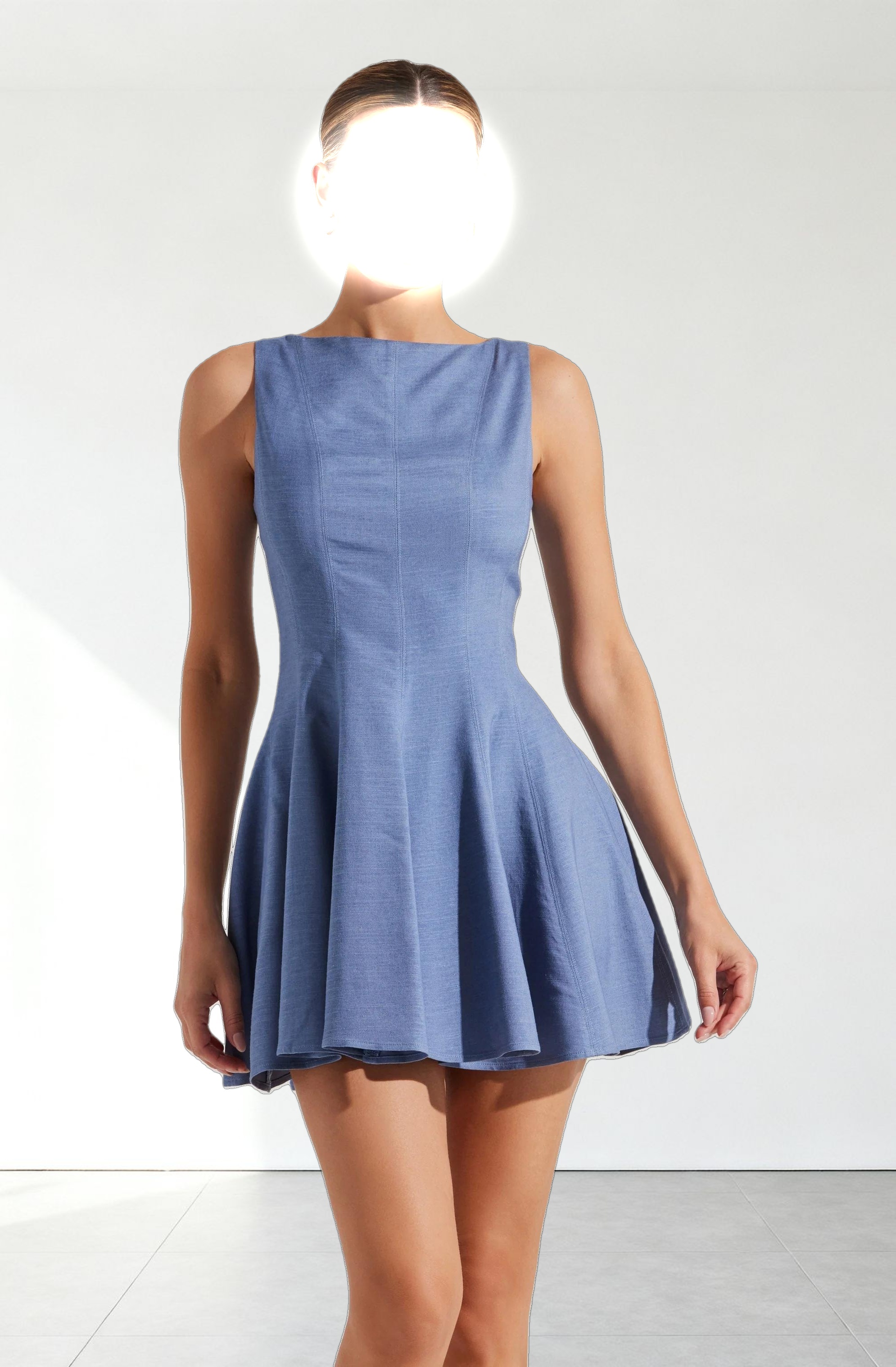 Xaria Linen-Blend Mini Dress