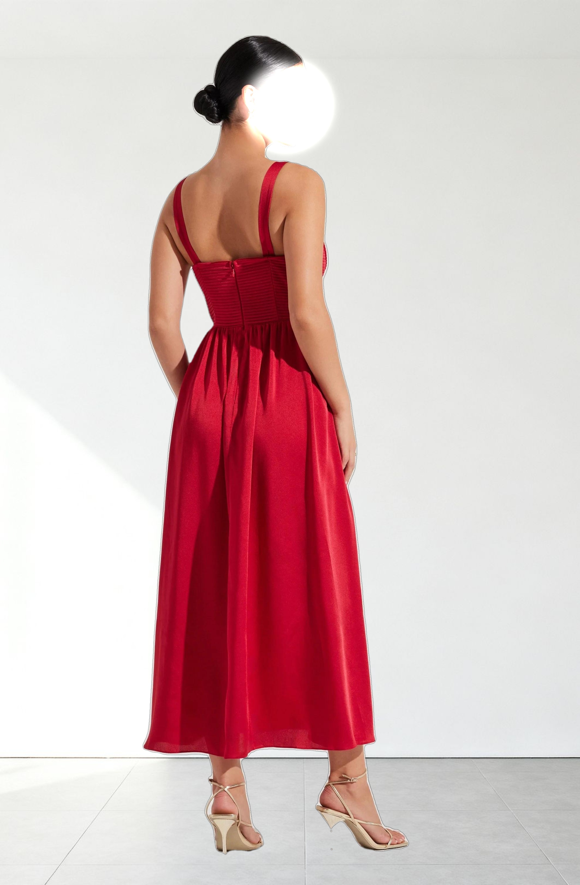 Pleated Bustier Midi Dress