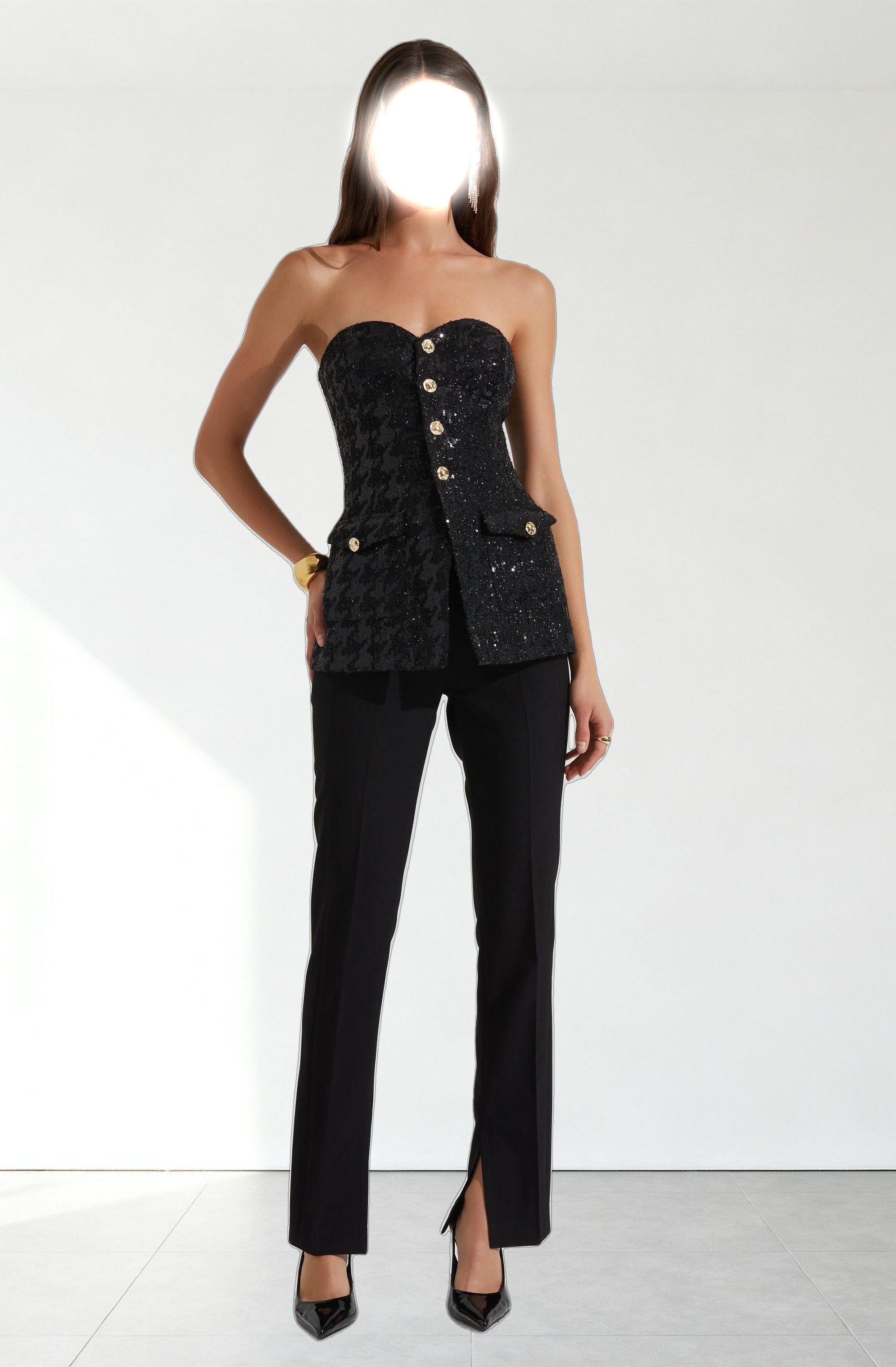 Milani Tweed Houndstooth Sequin Top