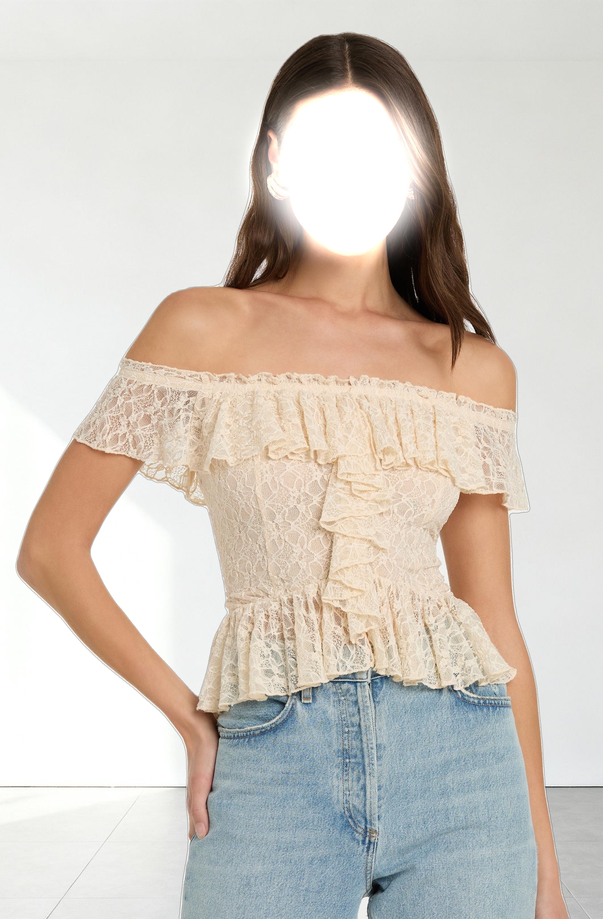 Lace Off Shoulder Ruffle Top