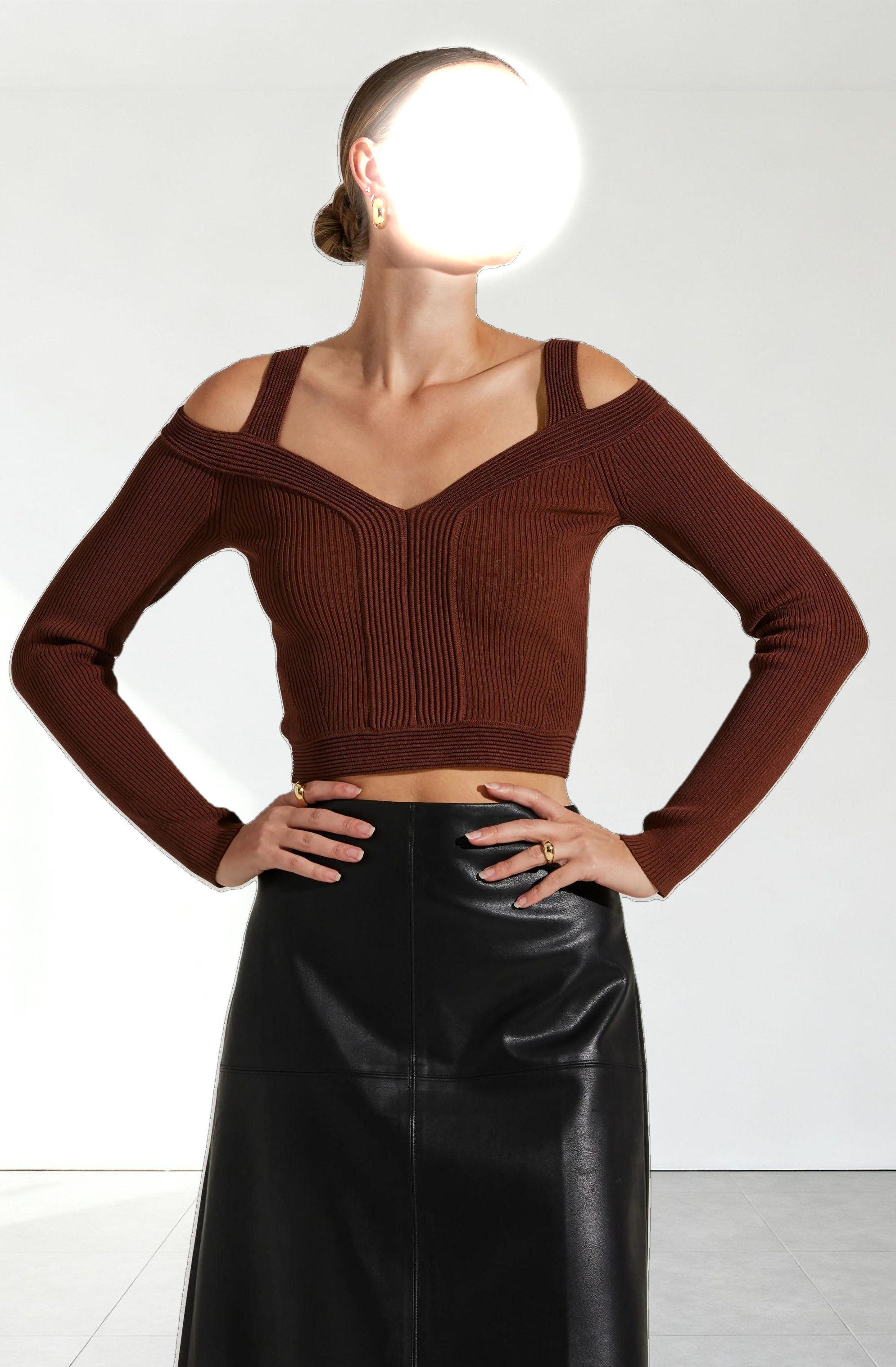 Pacey Ribbed Cold Shoulder Sweater