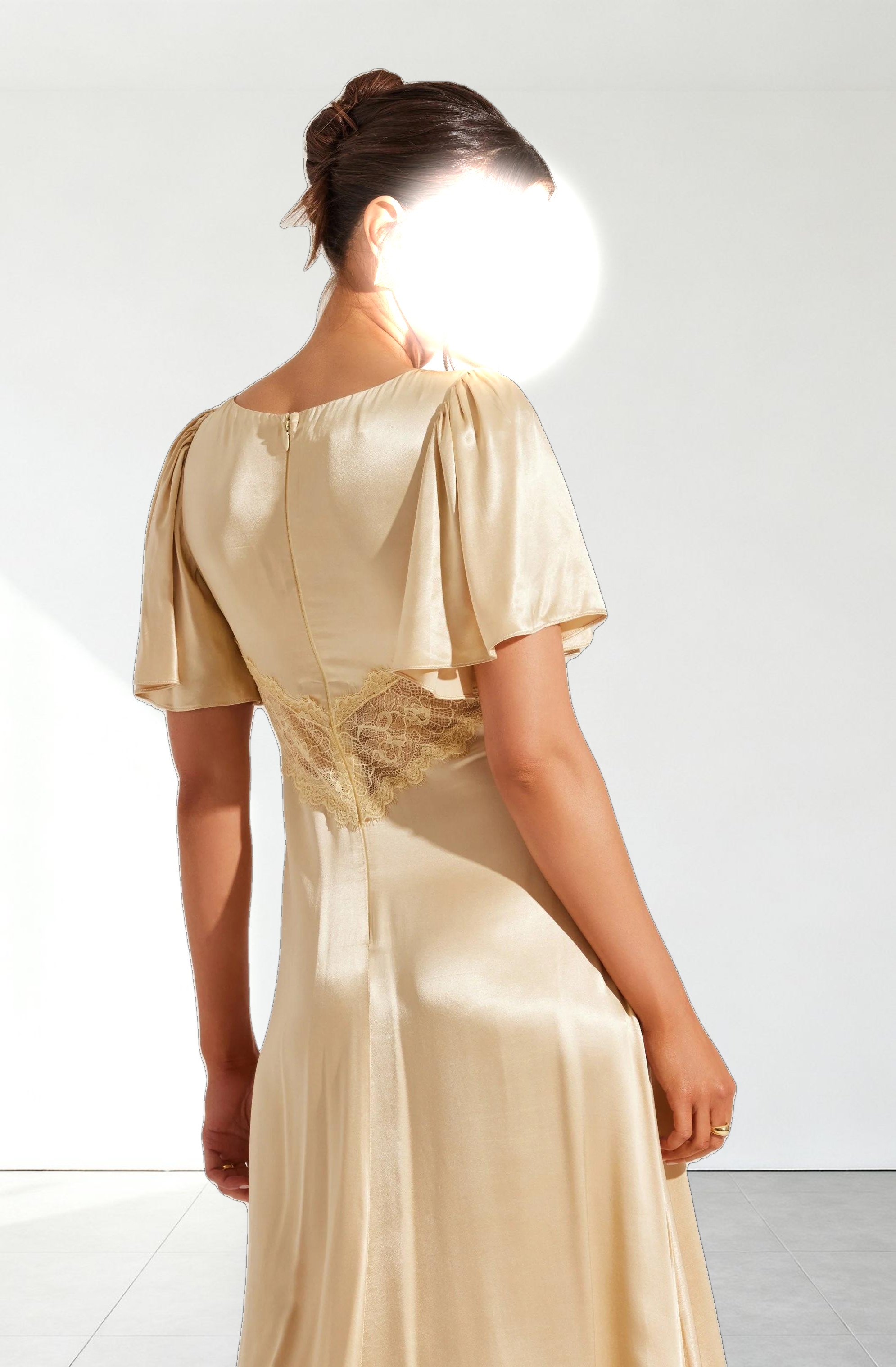 Aurelia Satin V-Neck Midi Dress