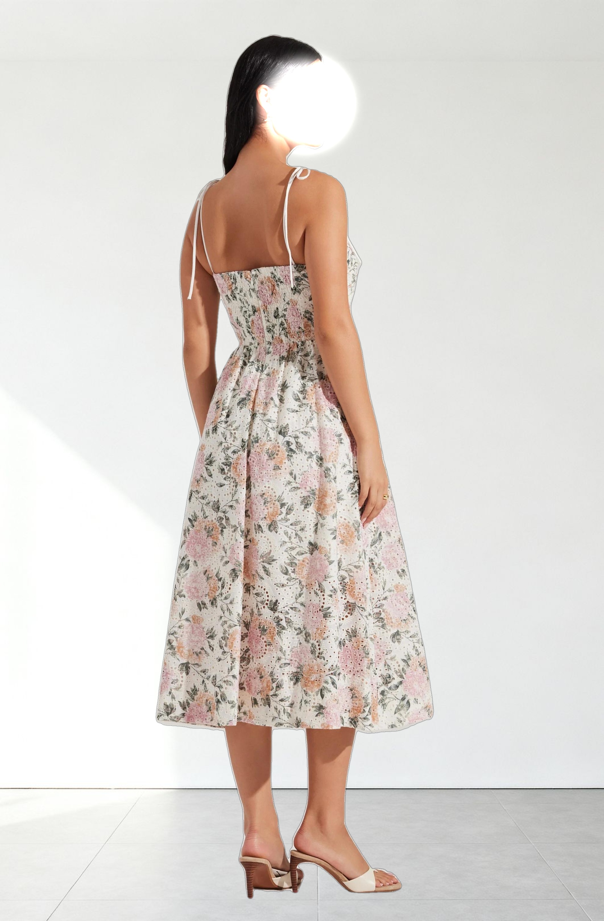 Sariah Pleated Eyelet Midi Dress