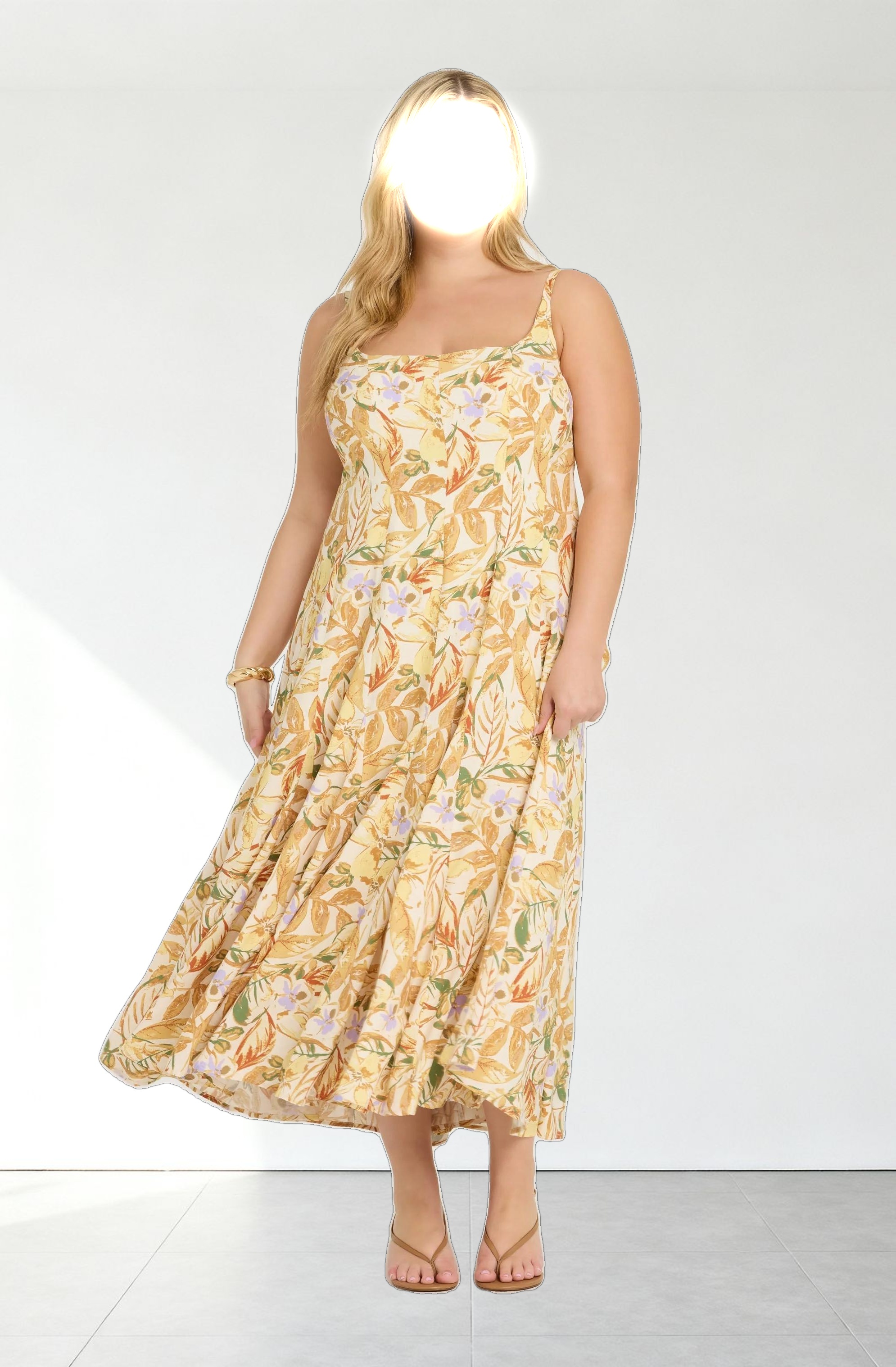 Jaleyah Paneled Flare Midi Dress