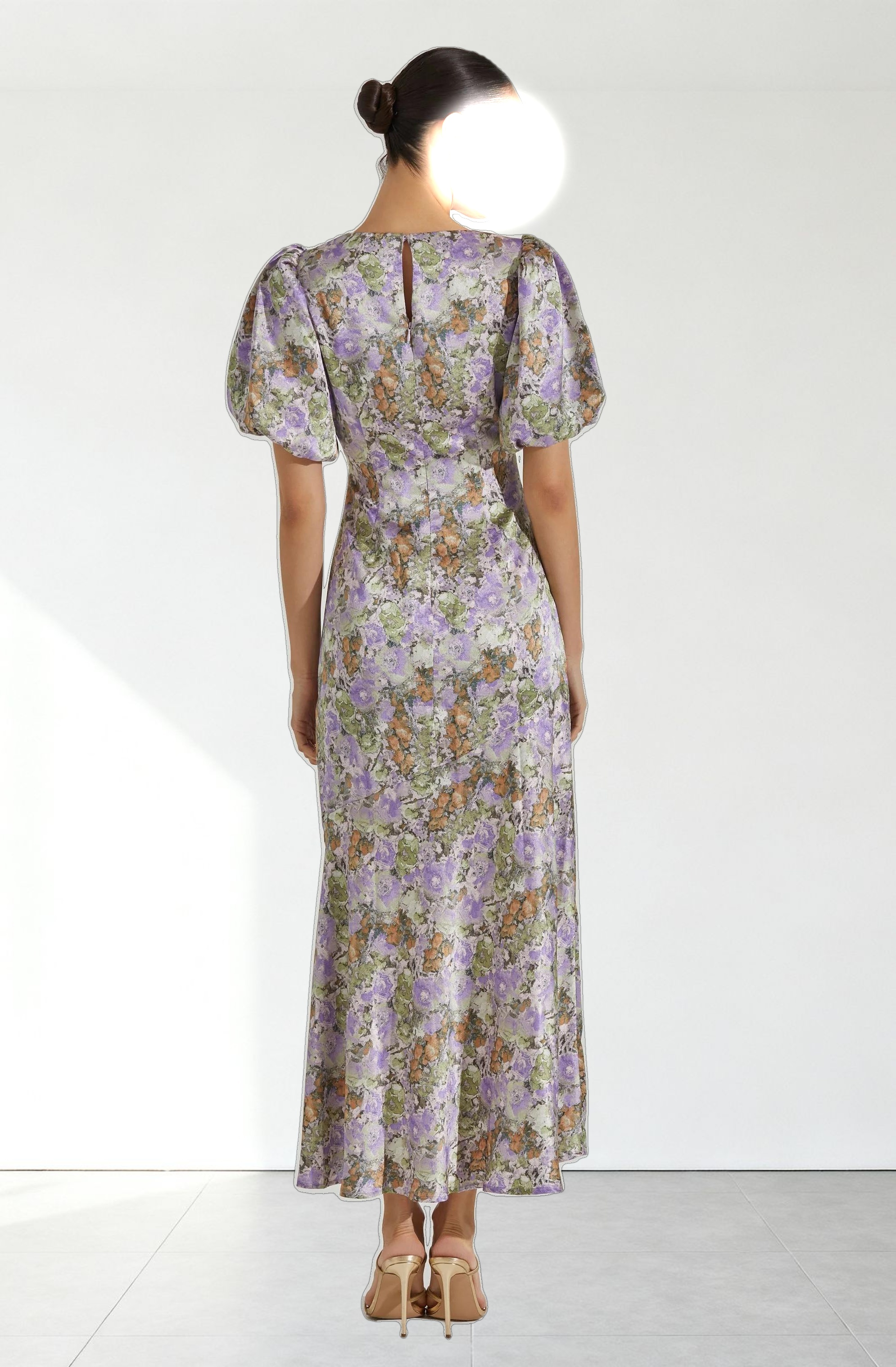 Satin Puff Sleeve Dress