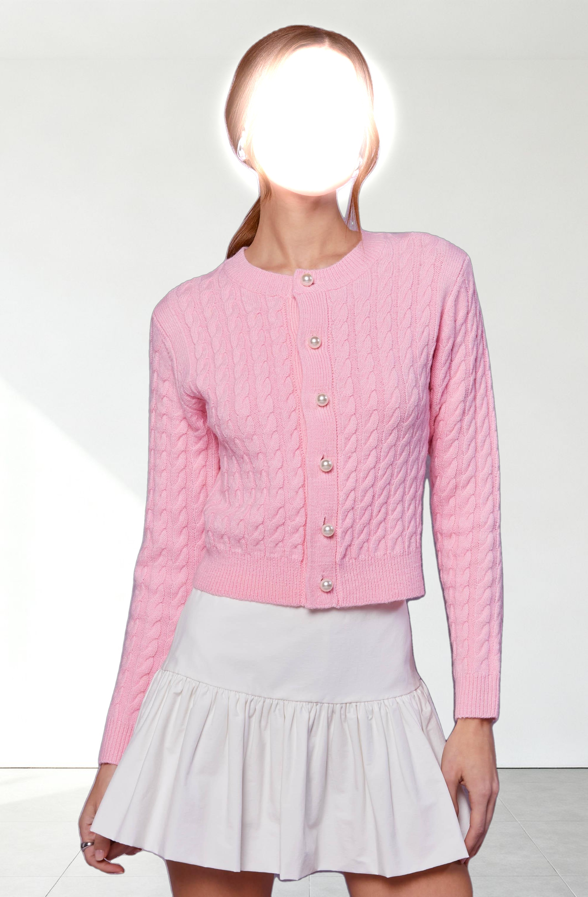 Pearl Button Cable Knit Cardigan