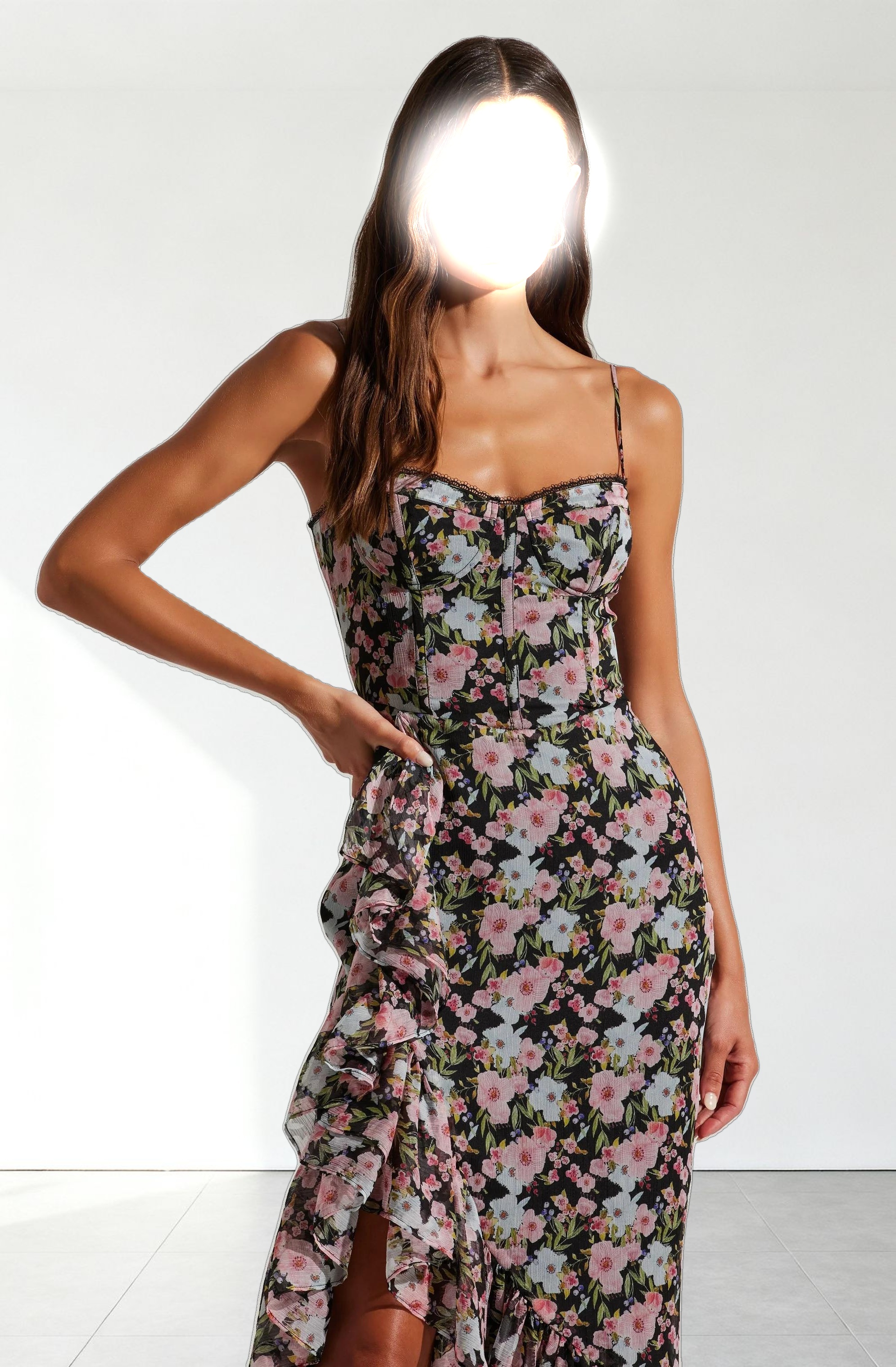 Brisbane Asymmetrical Floral Midi Dress