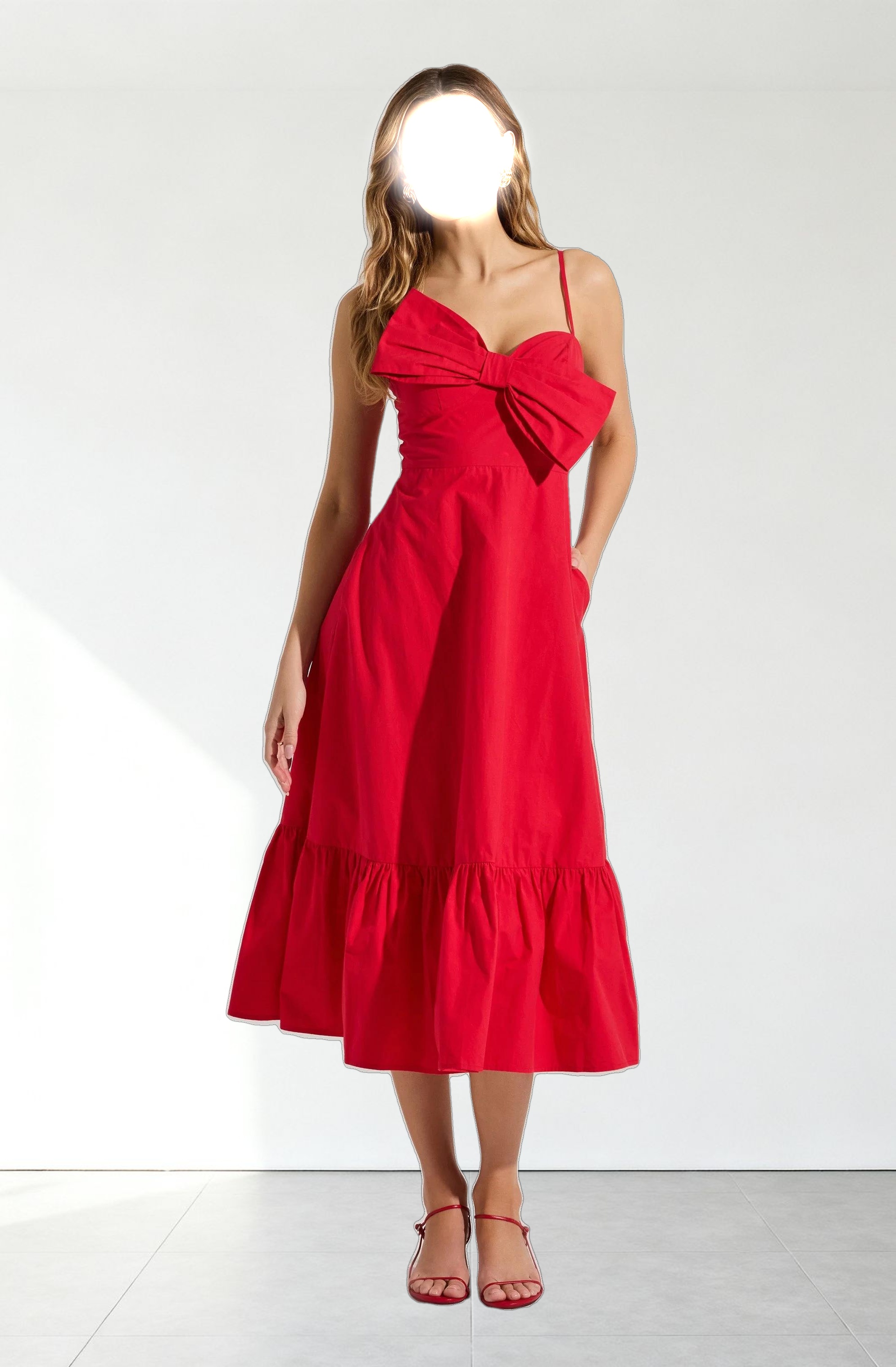 Asymmetrical Bow Midi Dress