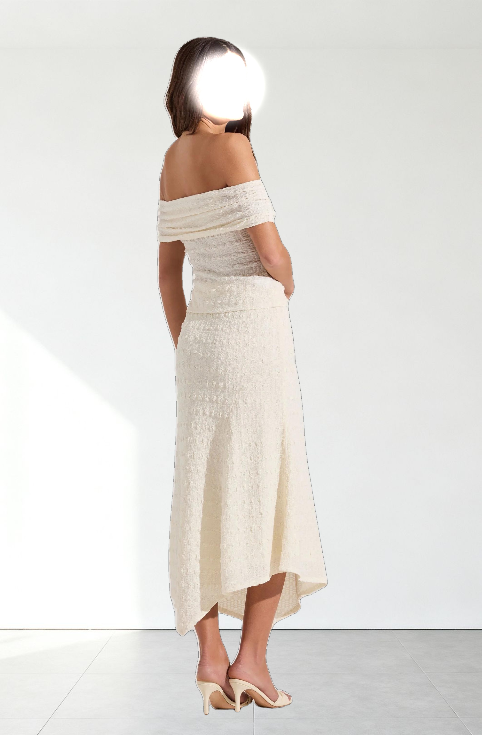 Off Shoulder Textured Knit Top