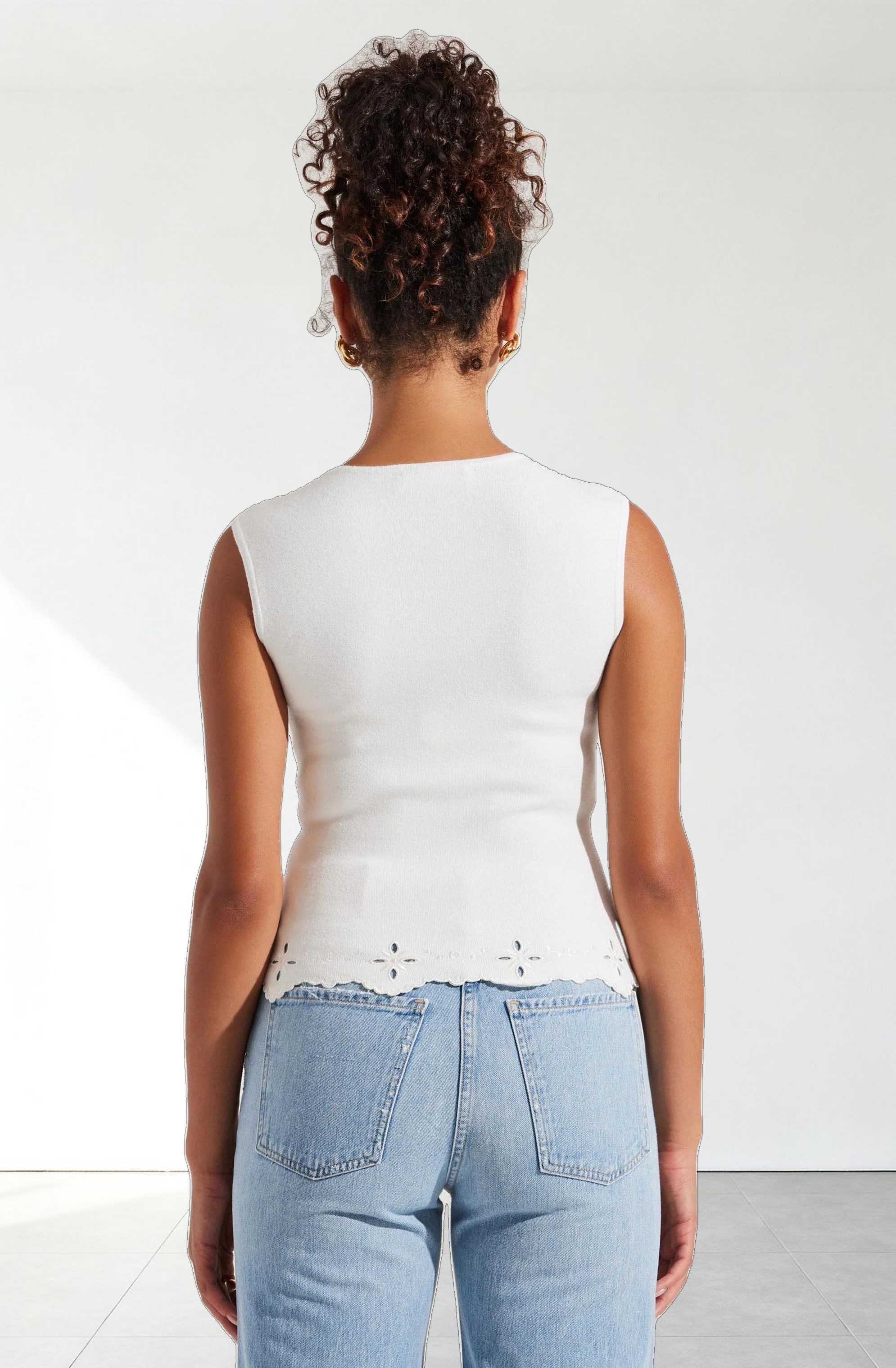 Ellamay Embroidered Trim Sweater Top