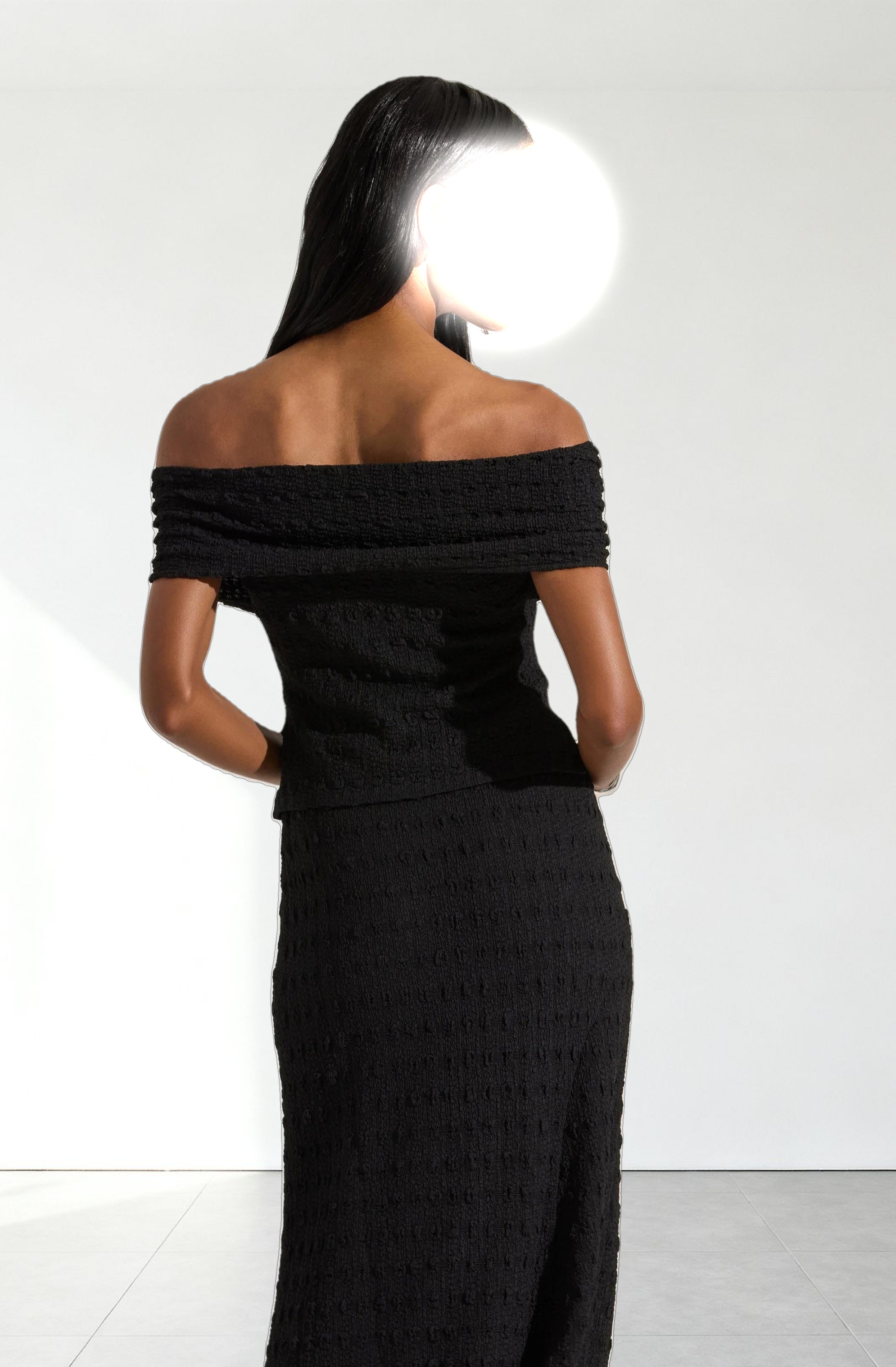 Off Shoulder Textured Knit Top