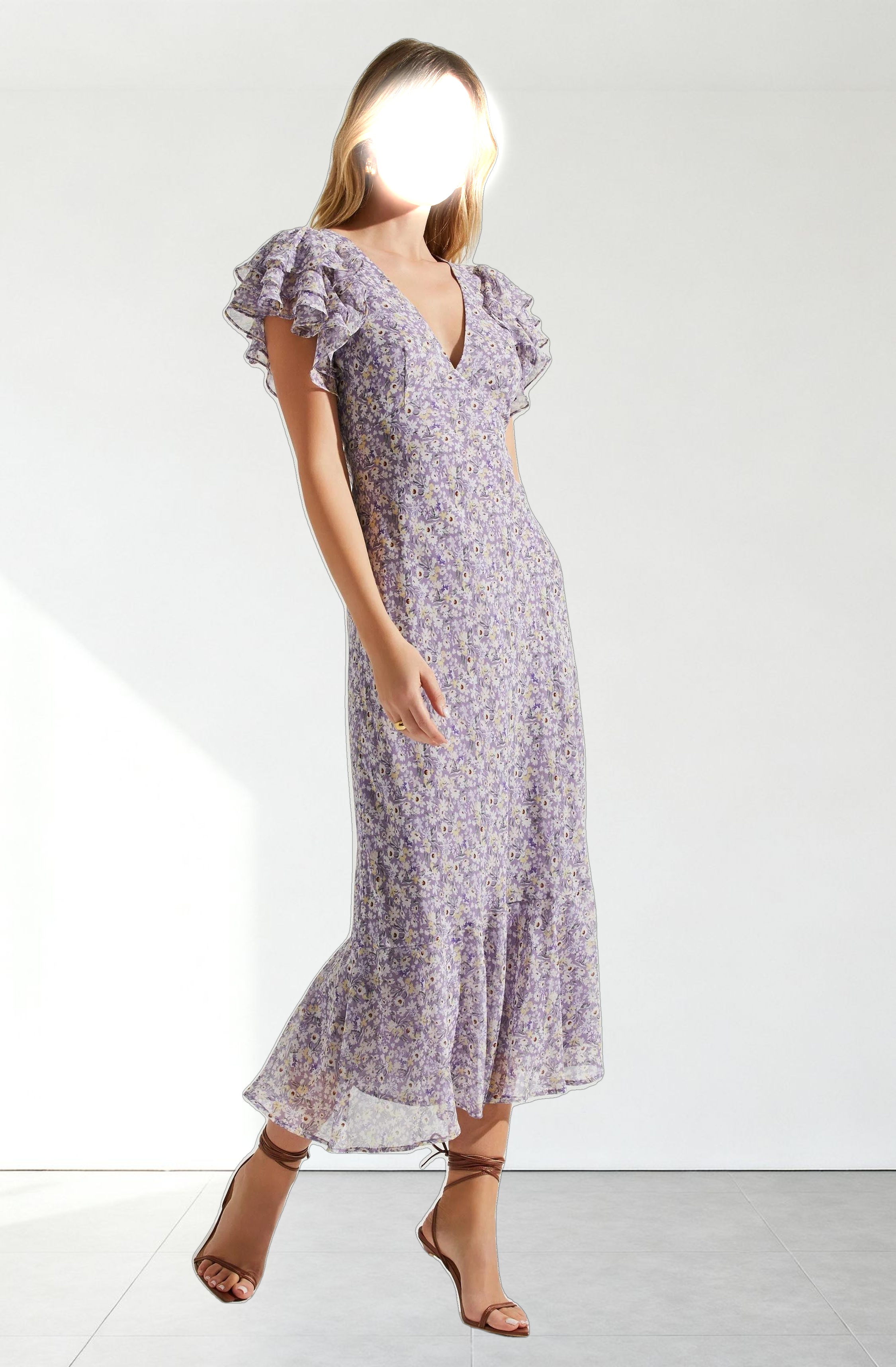Celestine Floral Ruffle Midi Dress