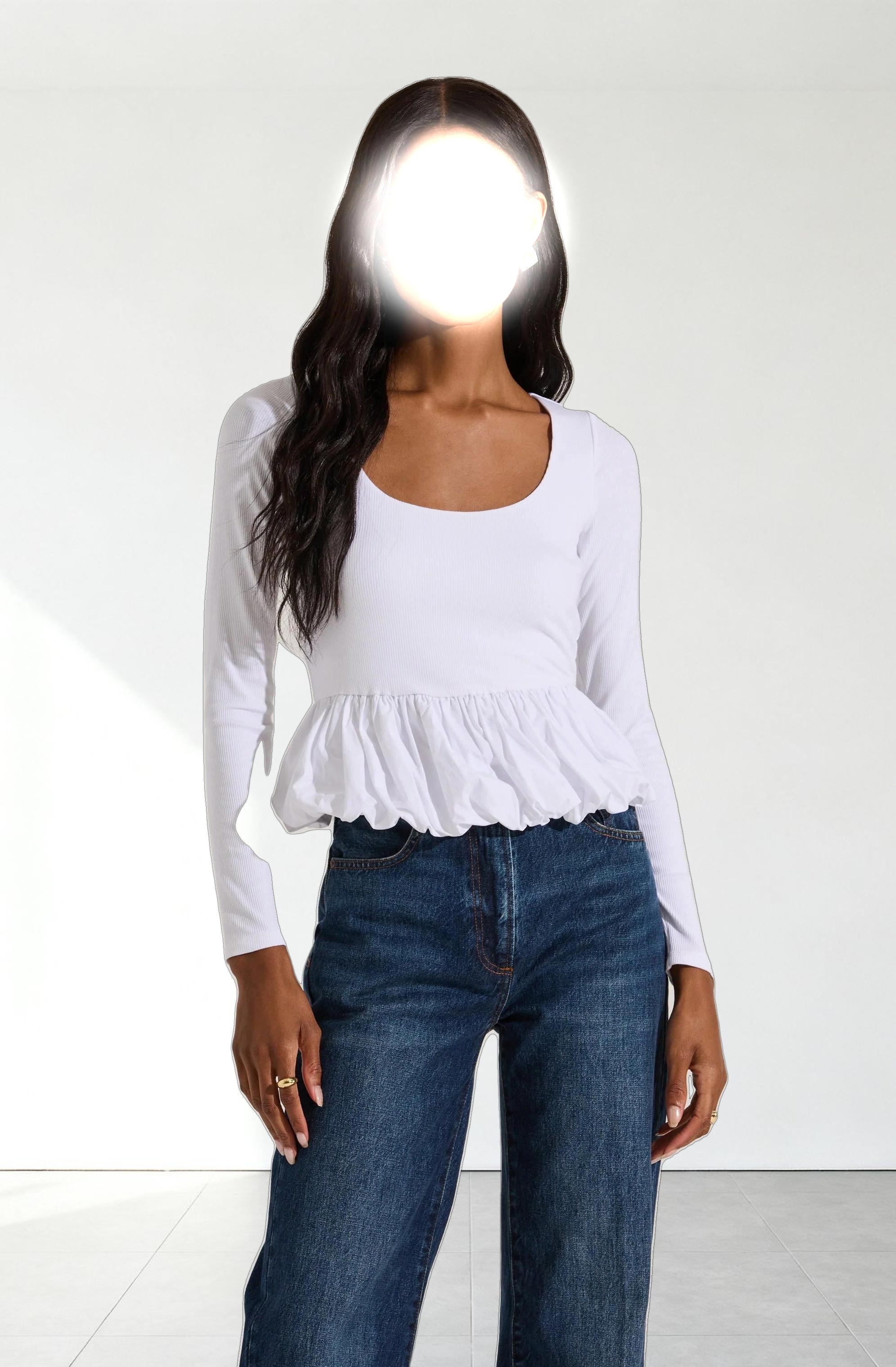 Bubble Hem Peplum Top