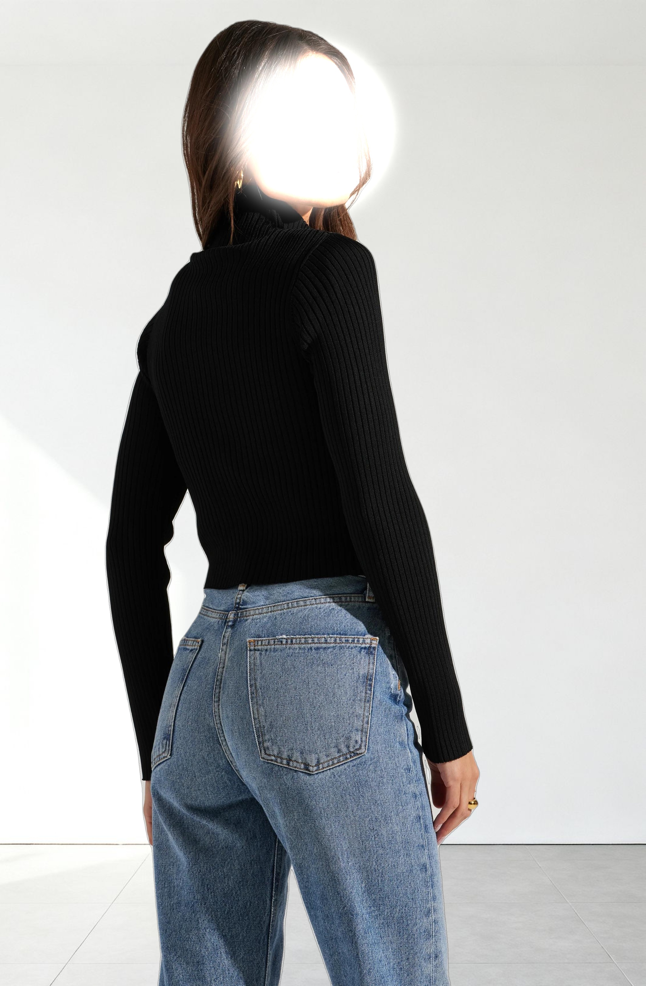 Elia Mock Neck Cutout Sweater