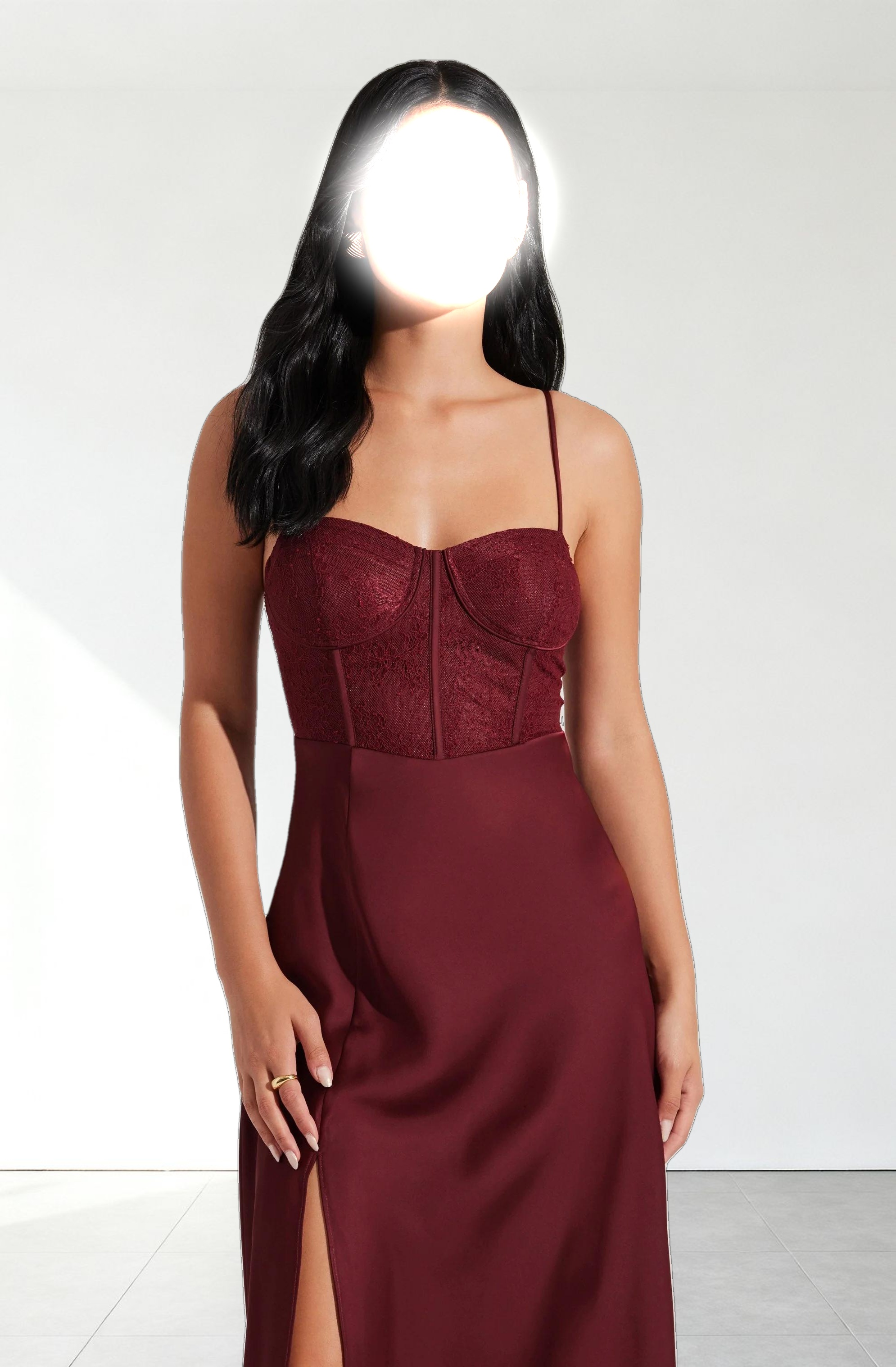 Lace Bustier Midi Dress