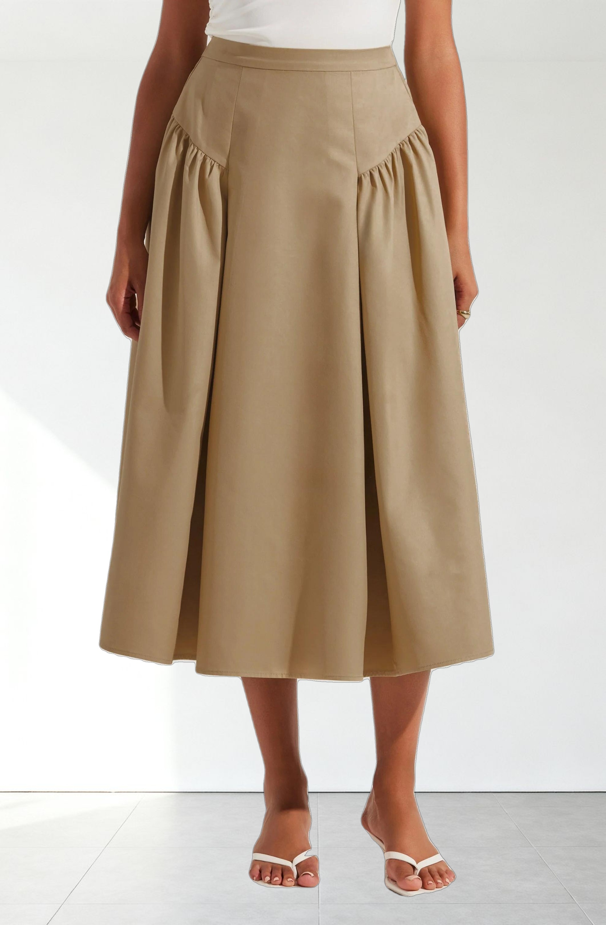 Laila Ruched Detail Midi Skirt