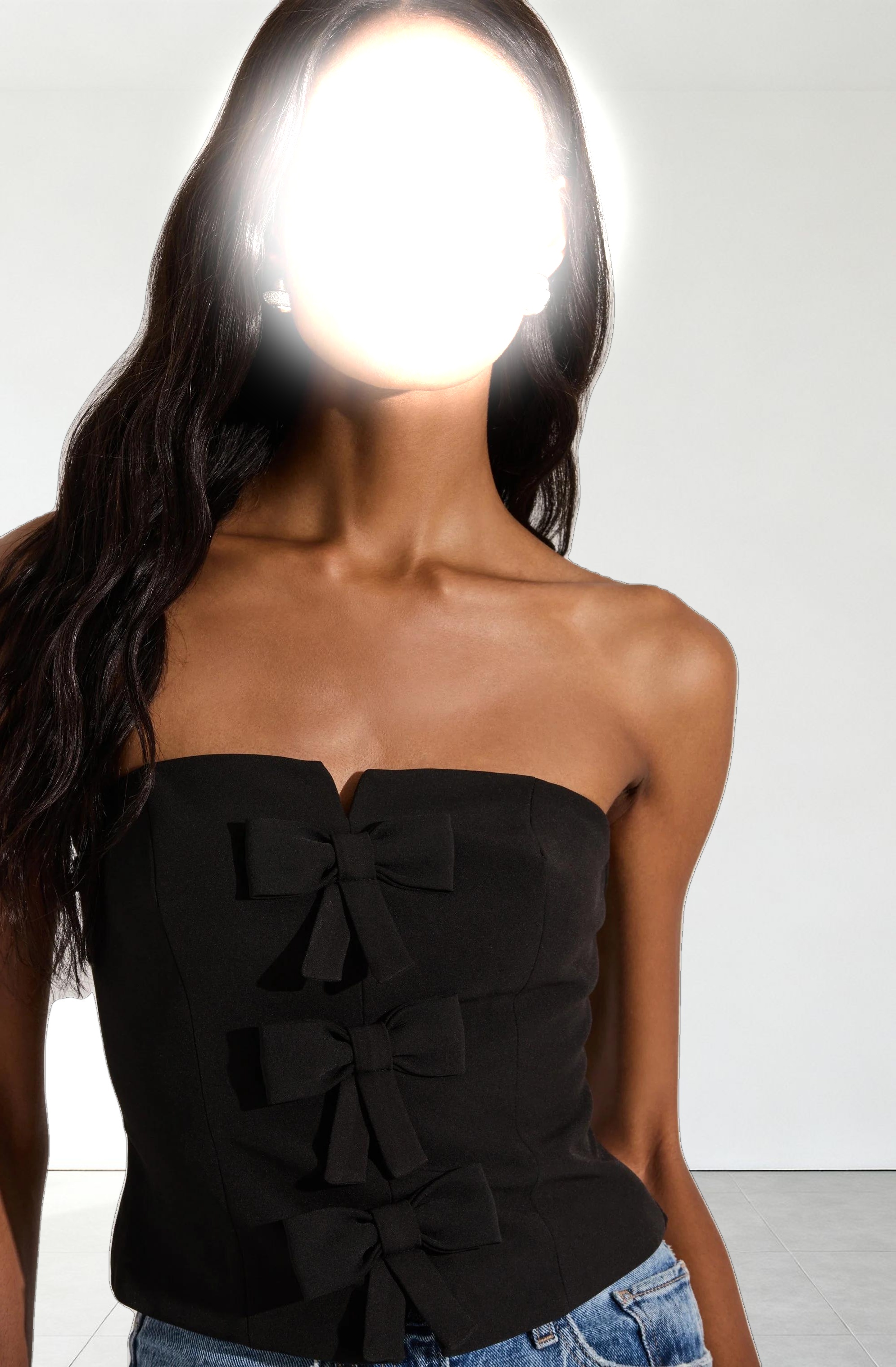 Strapless Bow Bustier Top