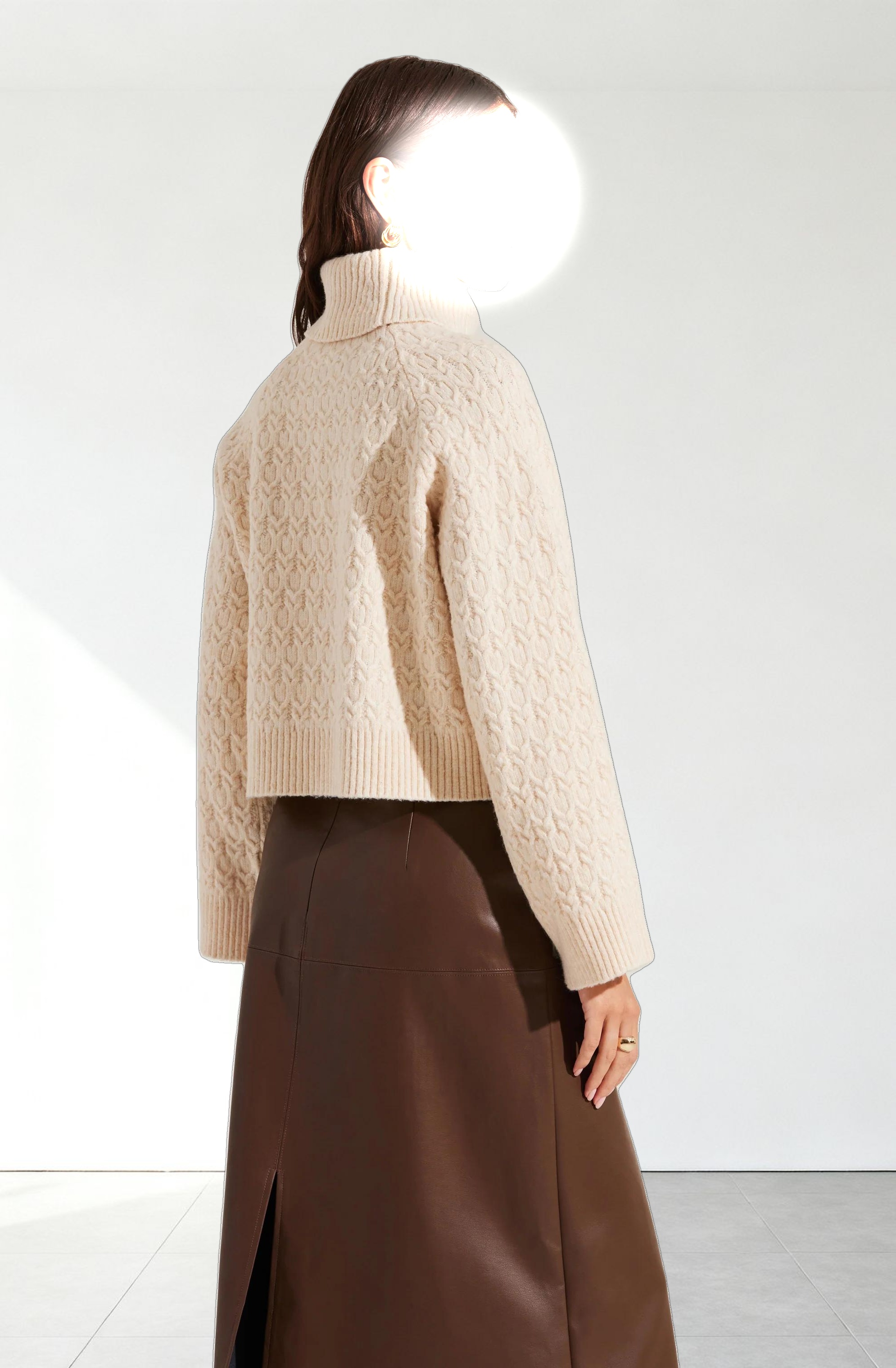 Textured Boxy Turtleneck Sweater