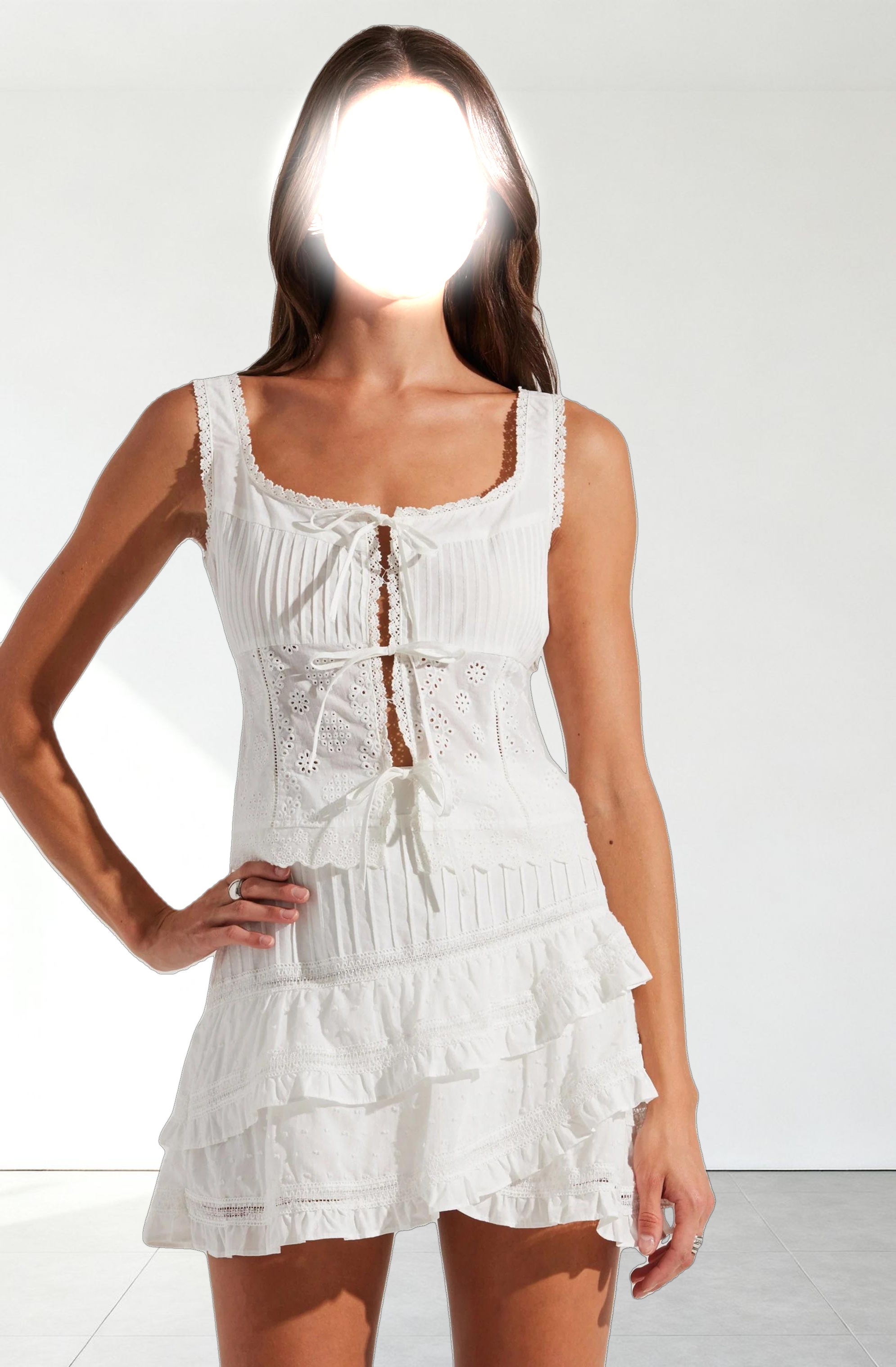 Kensley Eyelet Tie-Front Top