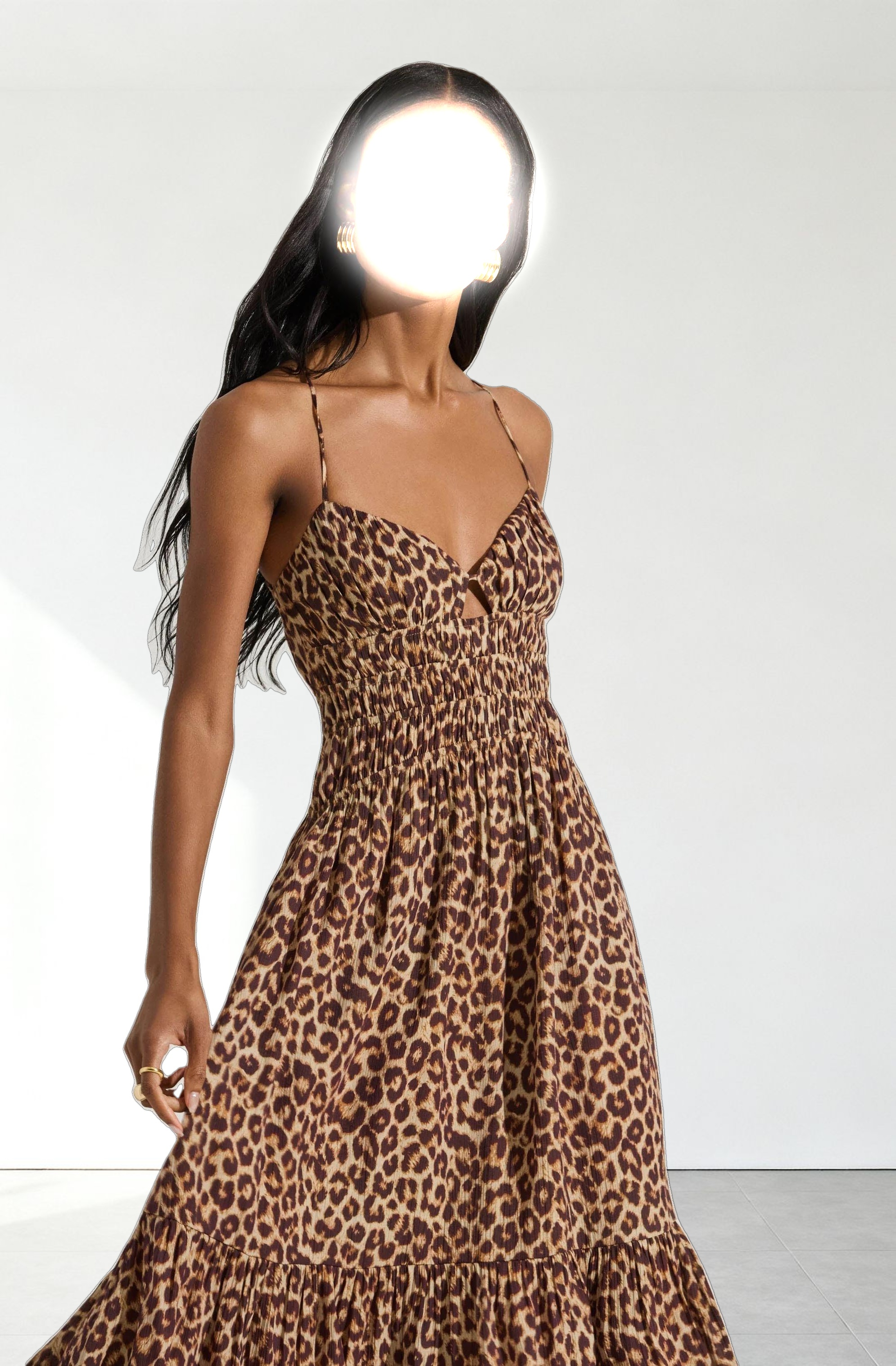 Eleni Leopard Print Midi Dress