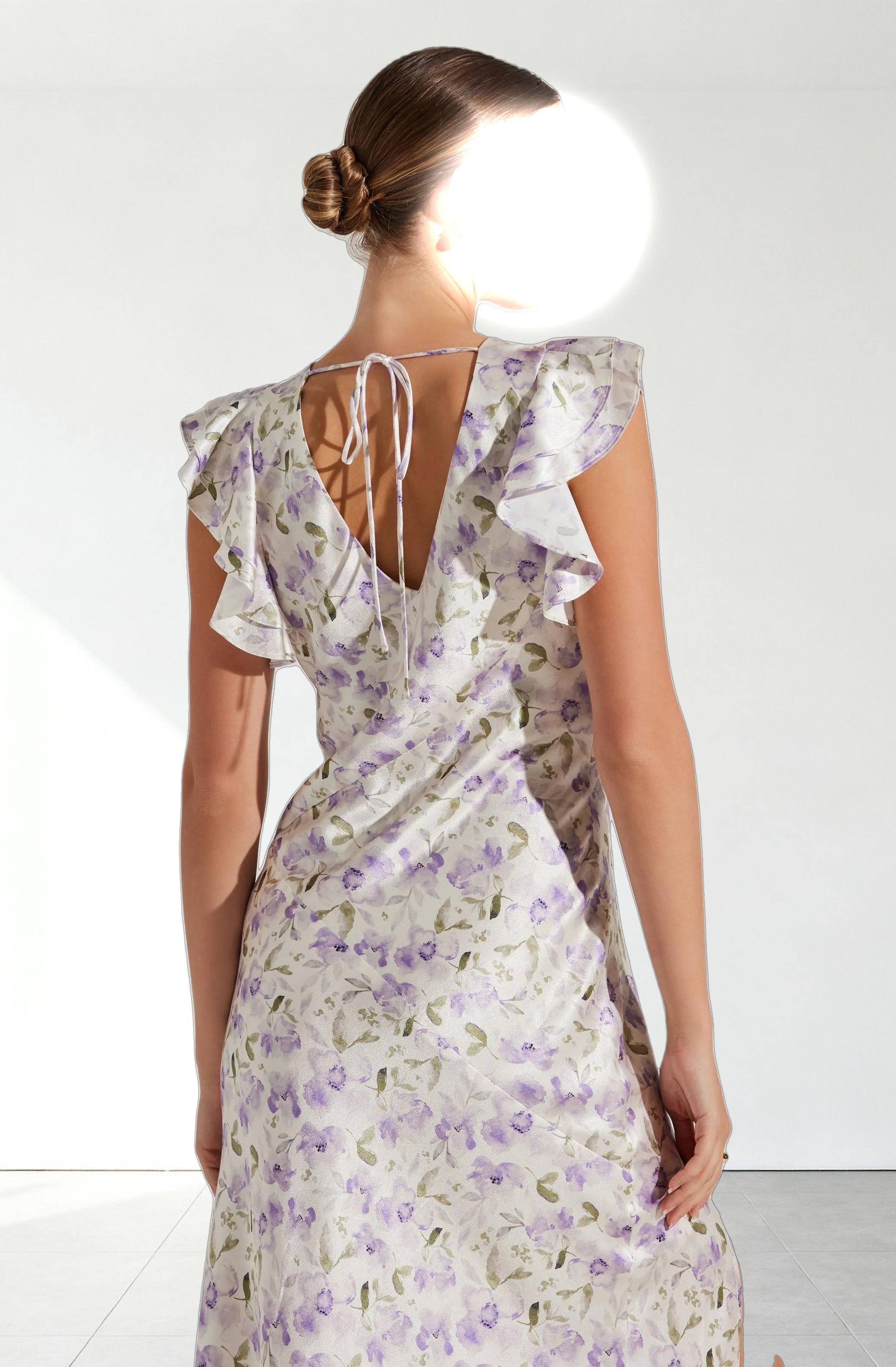 Satin Flutter Sleeve Maxi Dress