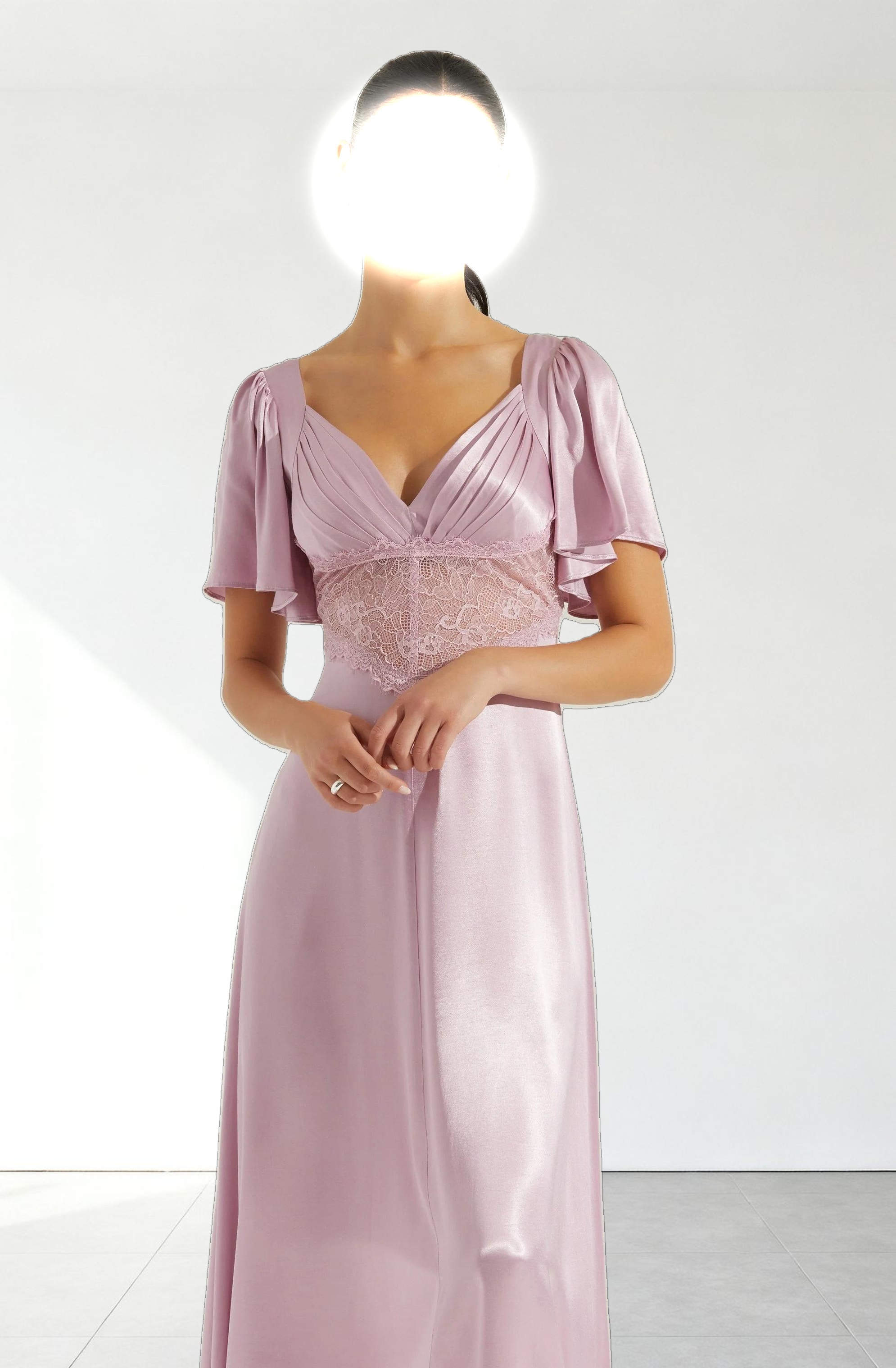 Aurelia Satin V-Neck Midi Dress