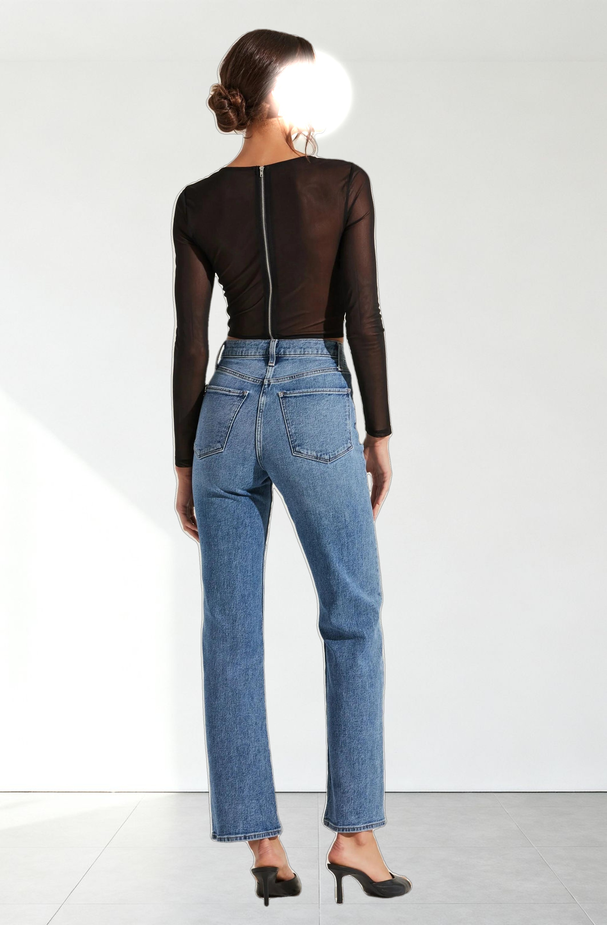 Long Sleeve Mesh Corset Top