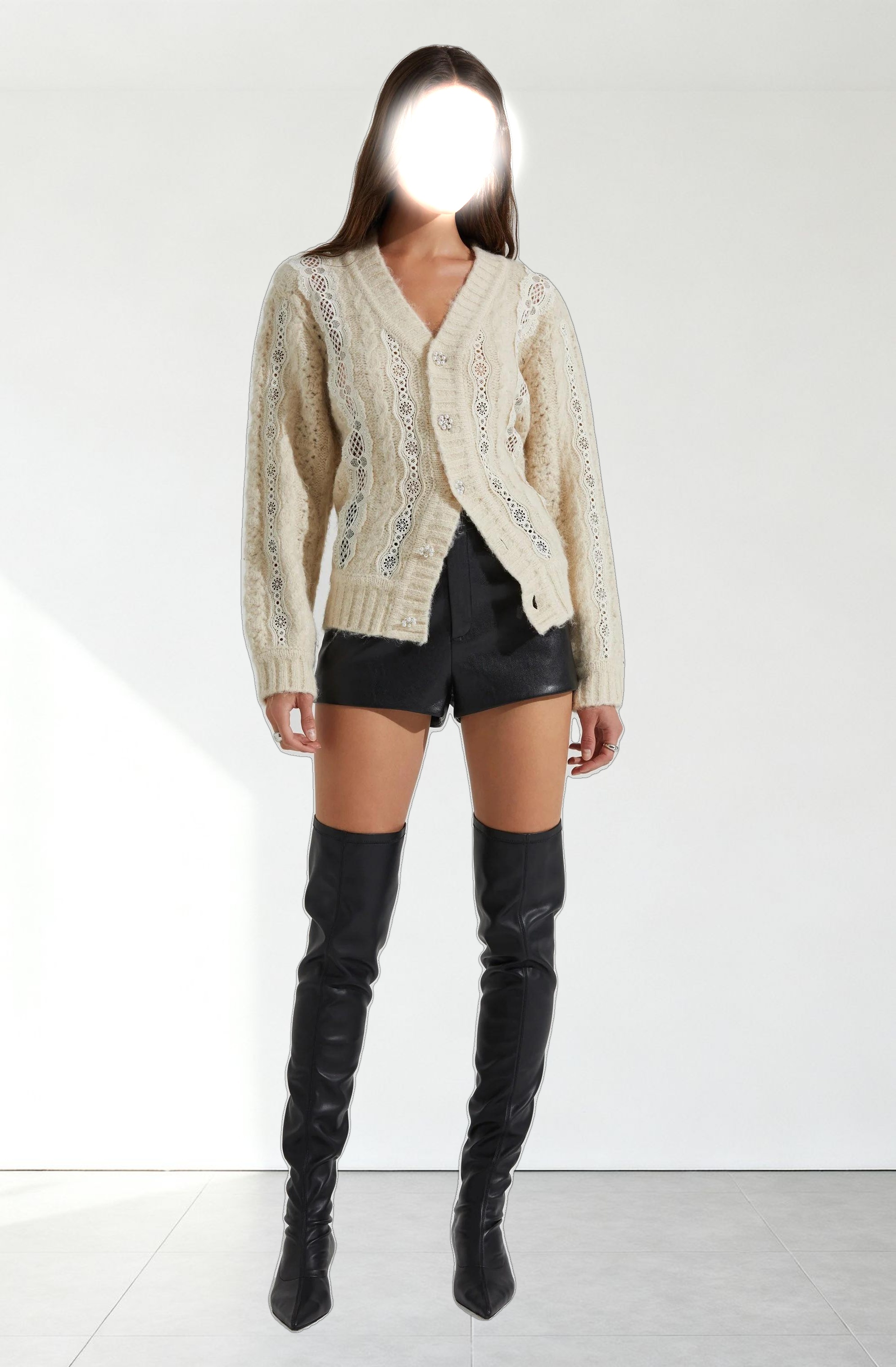Nesmarie Lace Embellished Cardigan