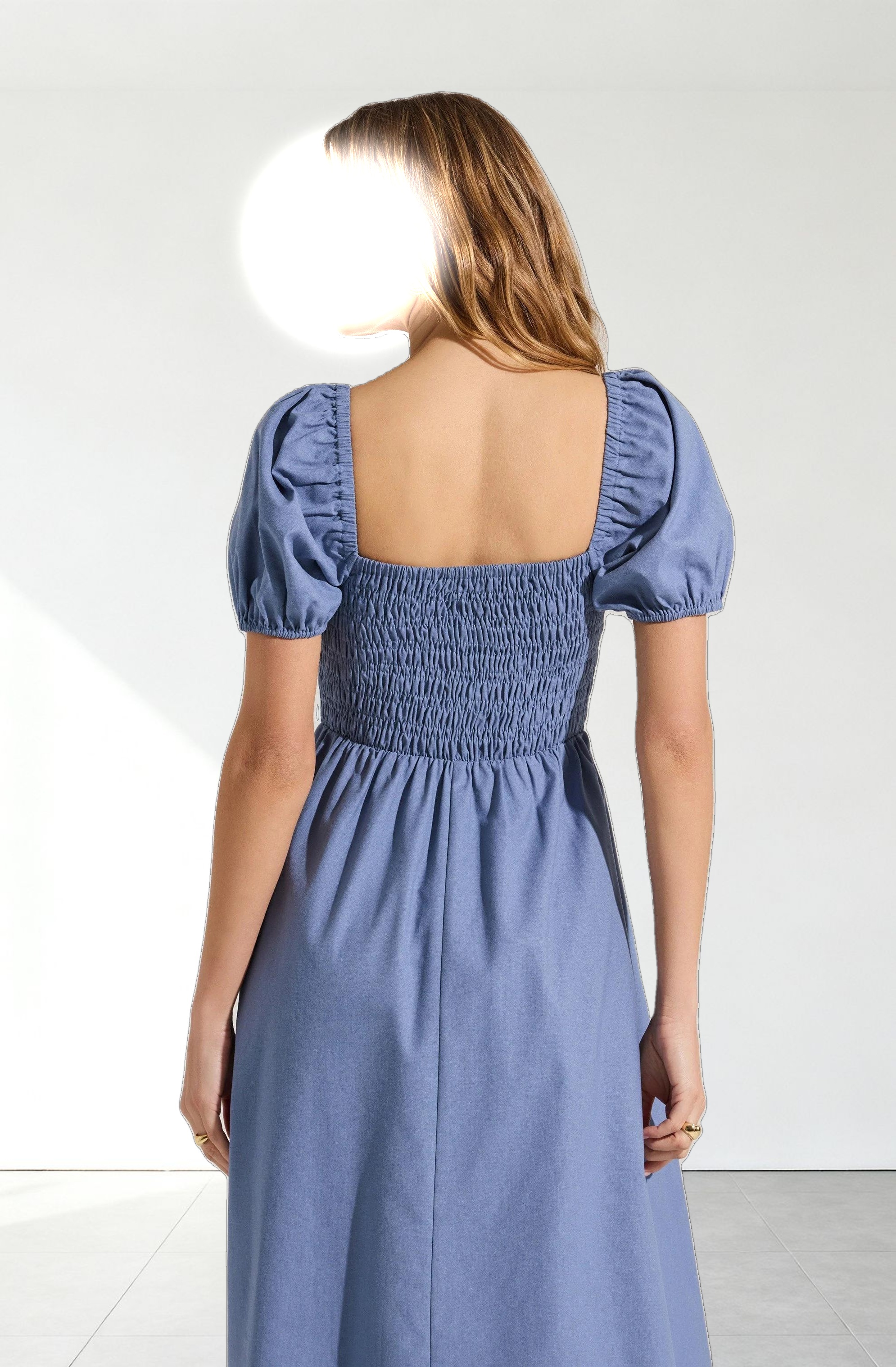 Smocked Bow Midi Dress