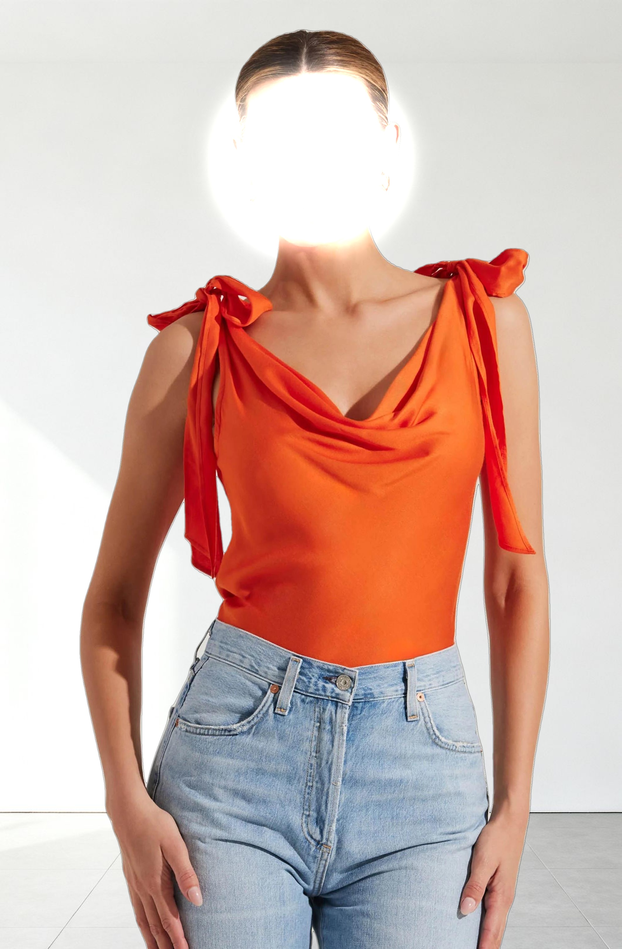 Allexina Satin Cowl Neck Top