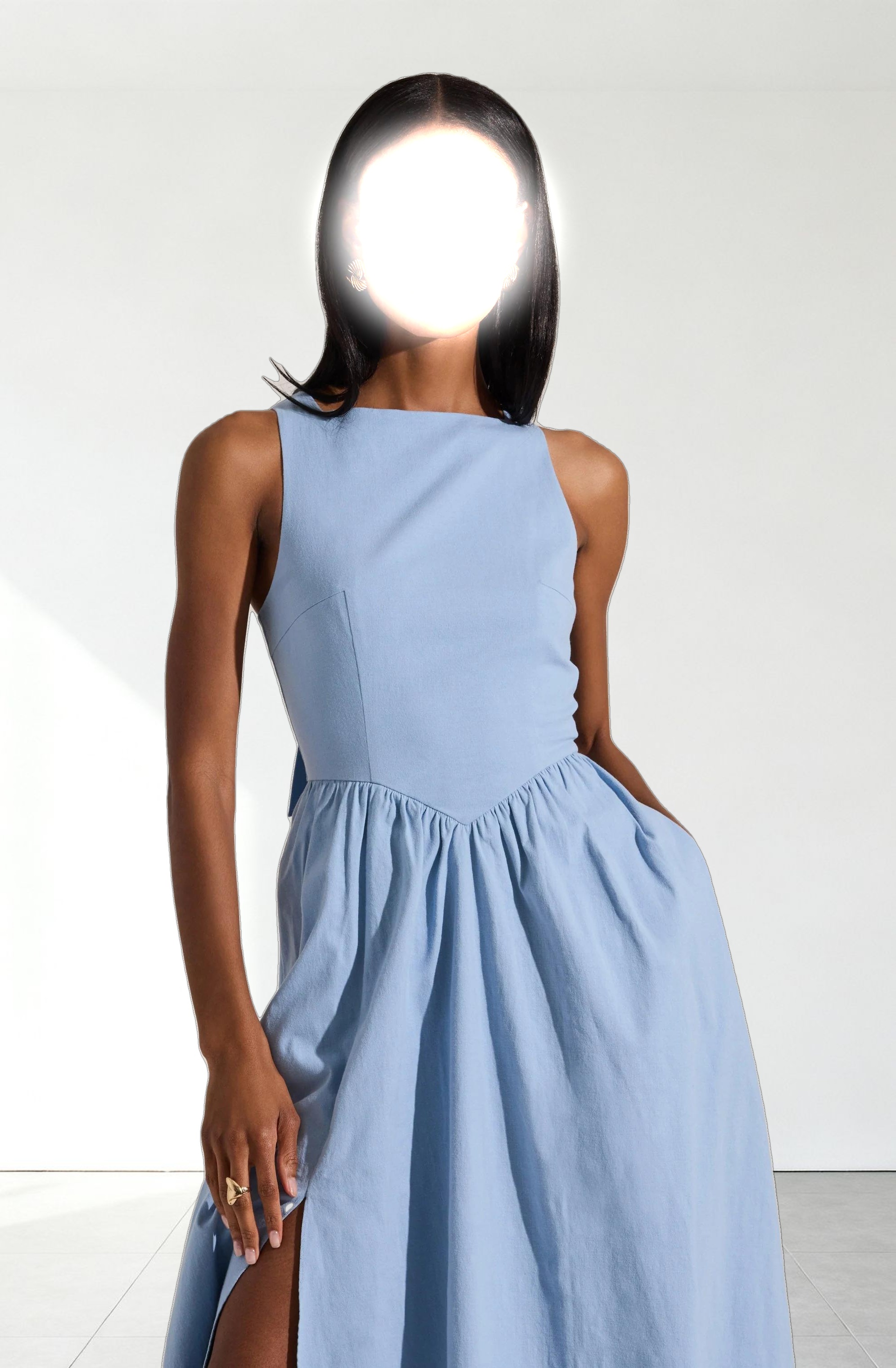 Bow Back Apron Midi Dress