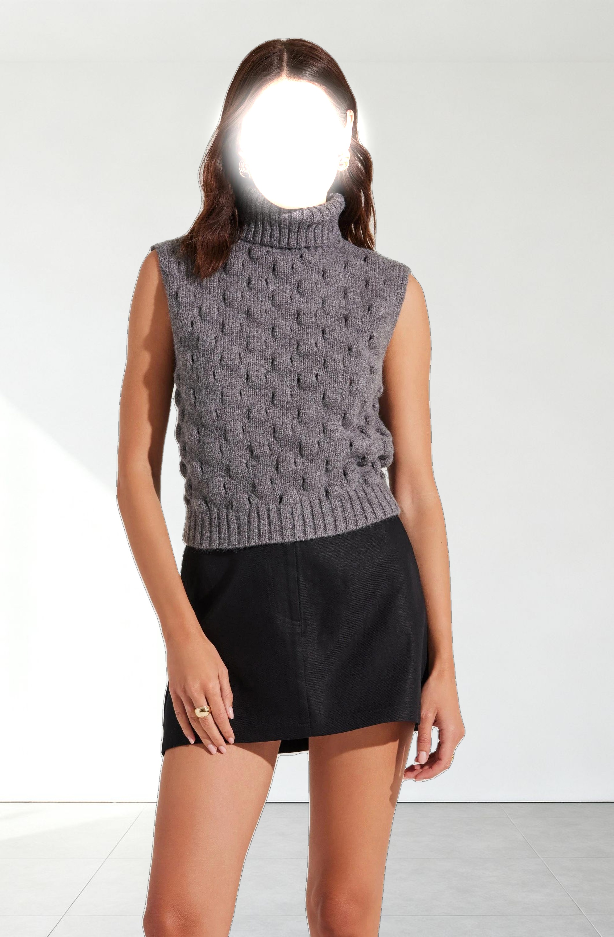 Textured Turtleneck Sweater Vest