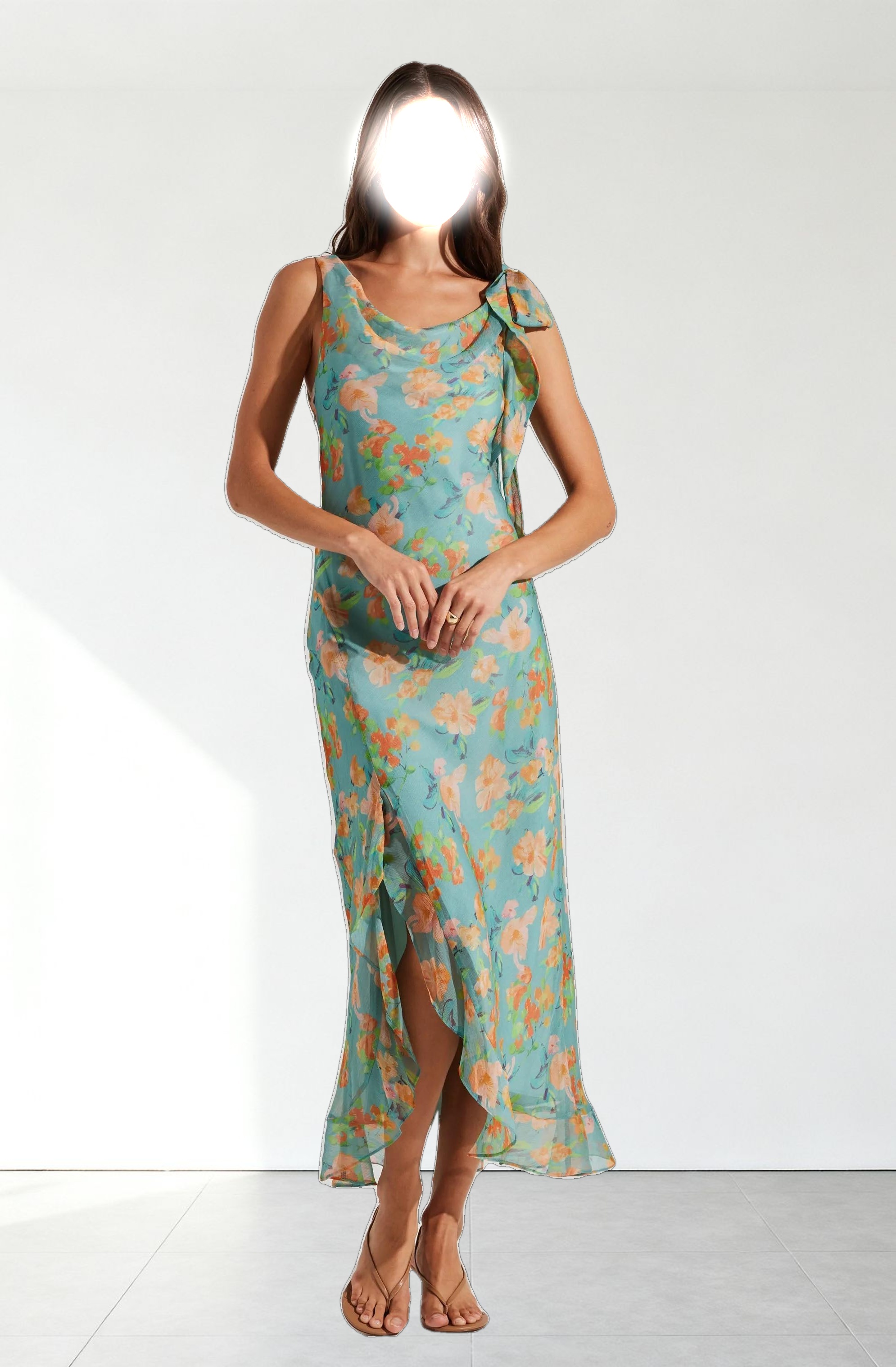 Isabelle Ruffled Cowl Neck Dress