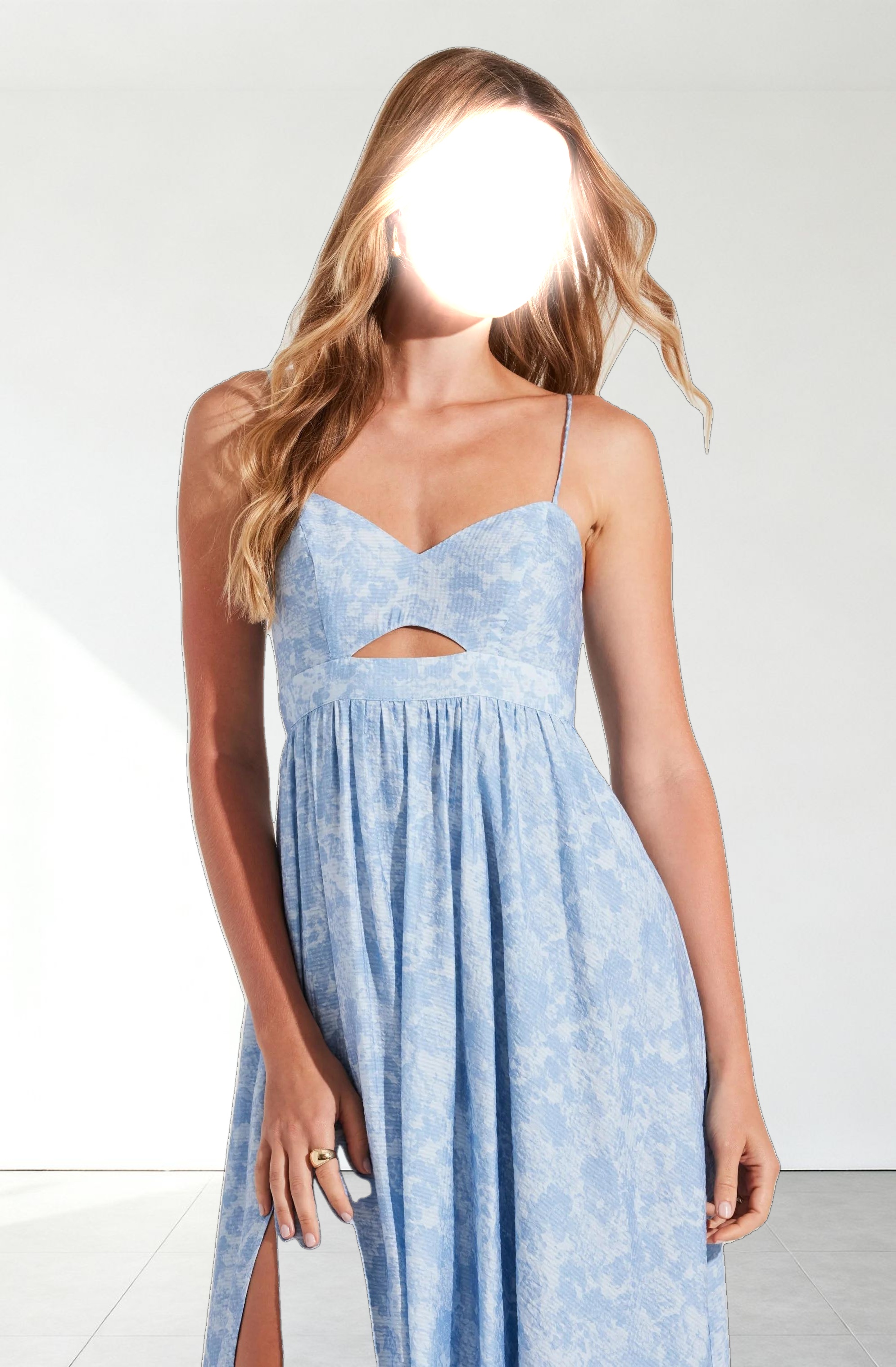 Front Cutout Floral Midi Dress