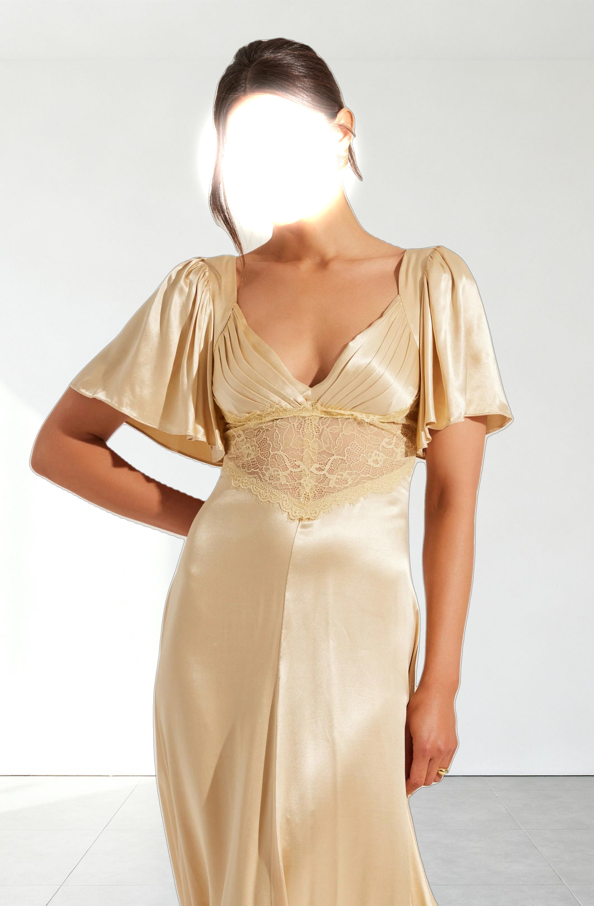 Aurelia Satin V-Neck Midi Dress