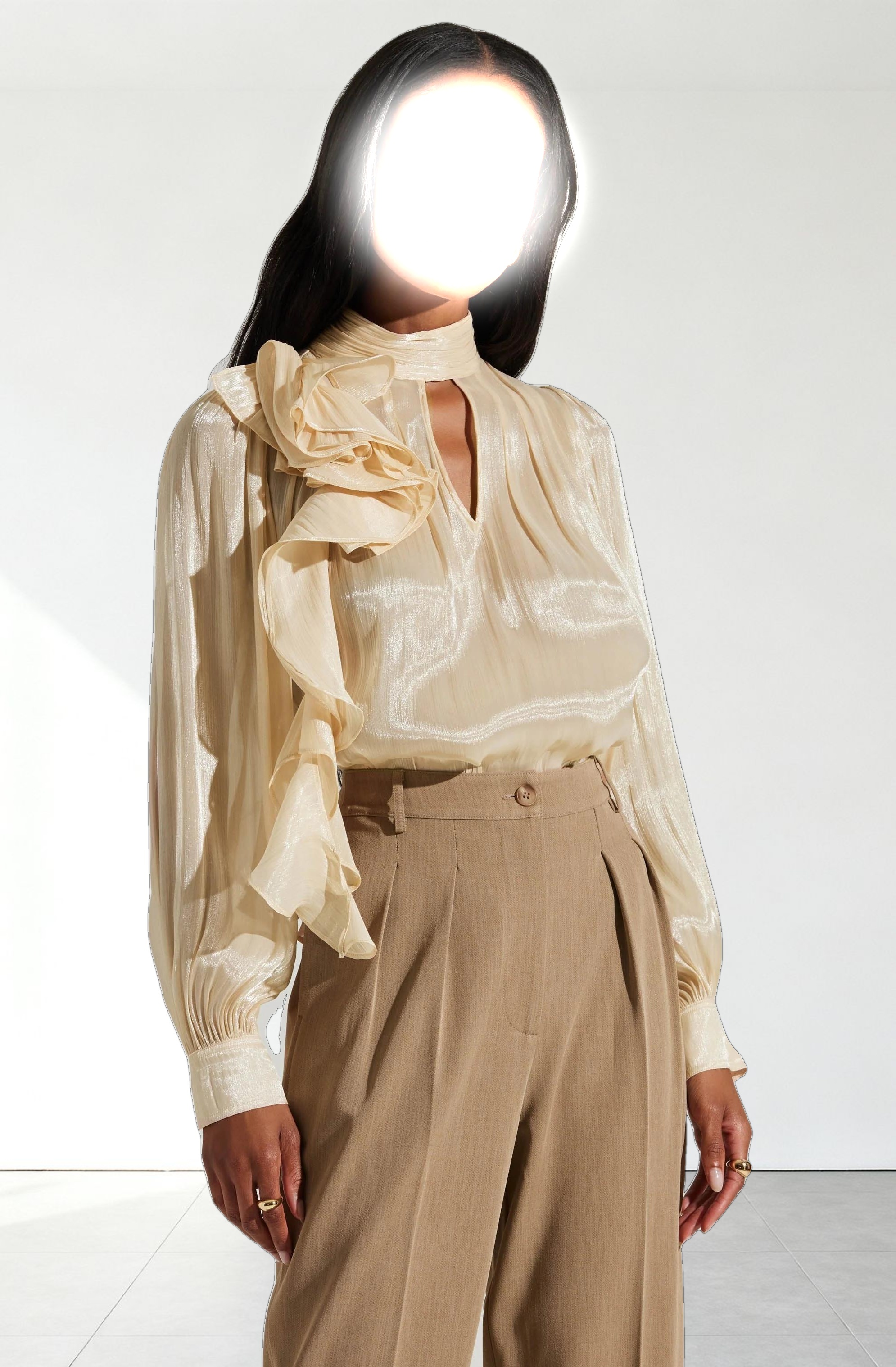 Seren Shimmer Ruffle Detail Top