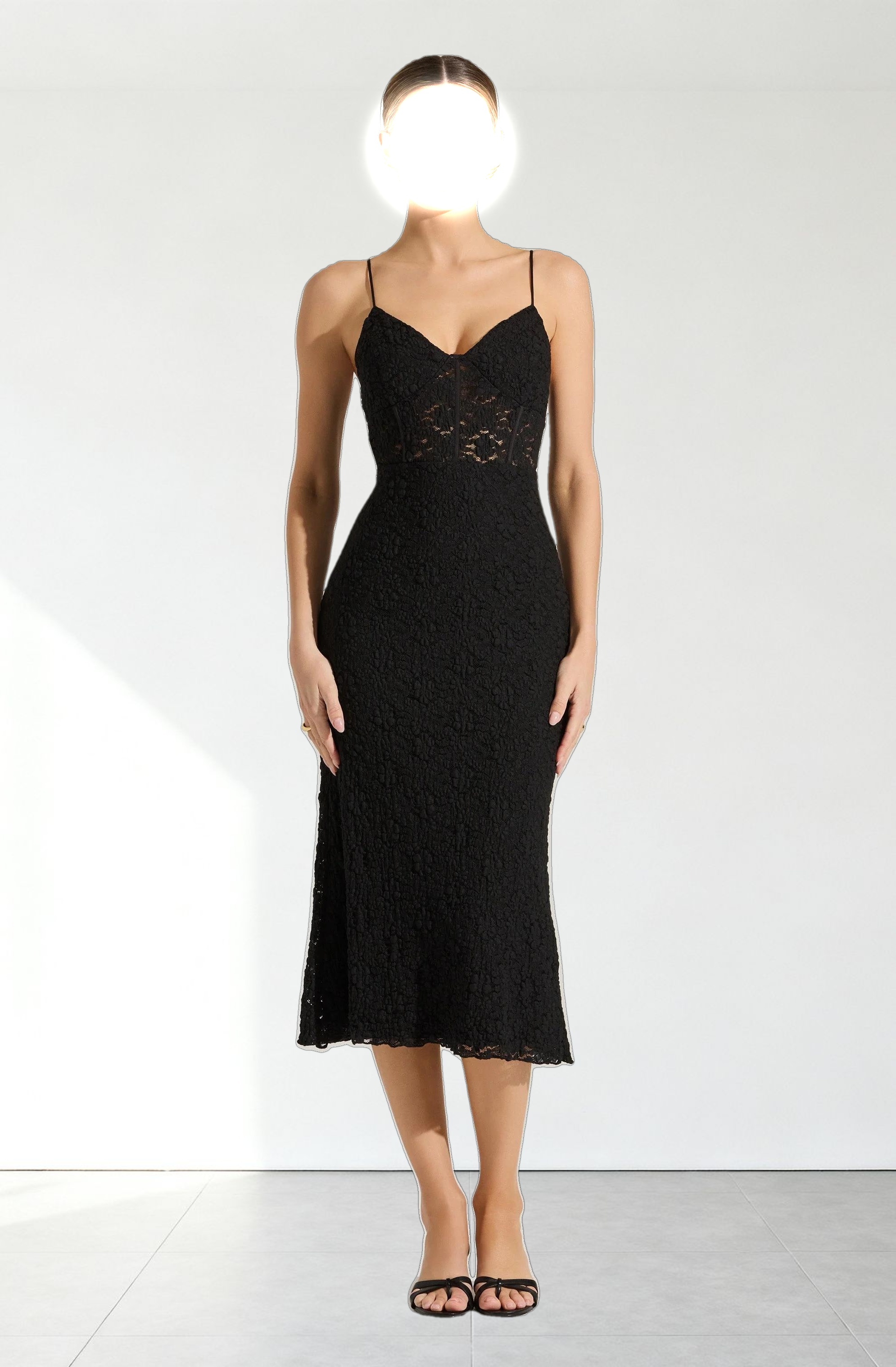 Floral Lace Knit Midi Dress