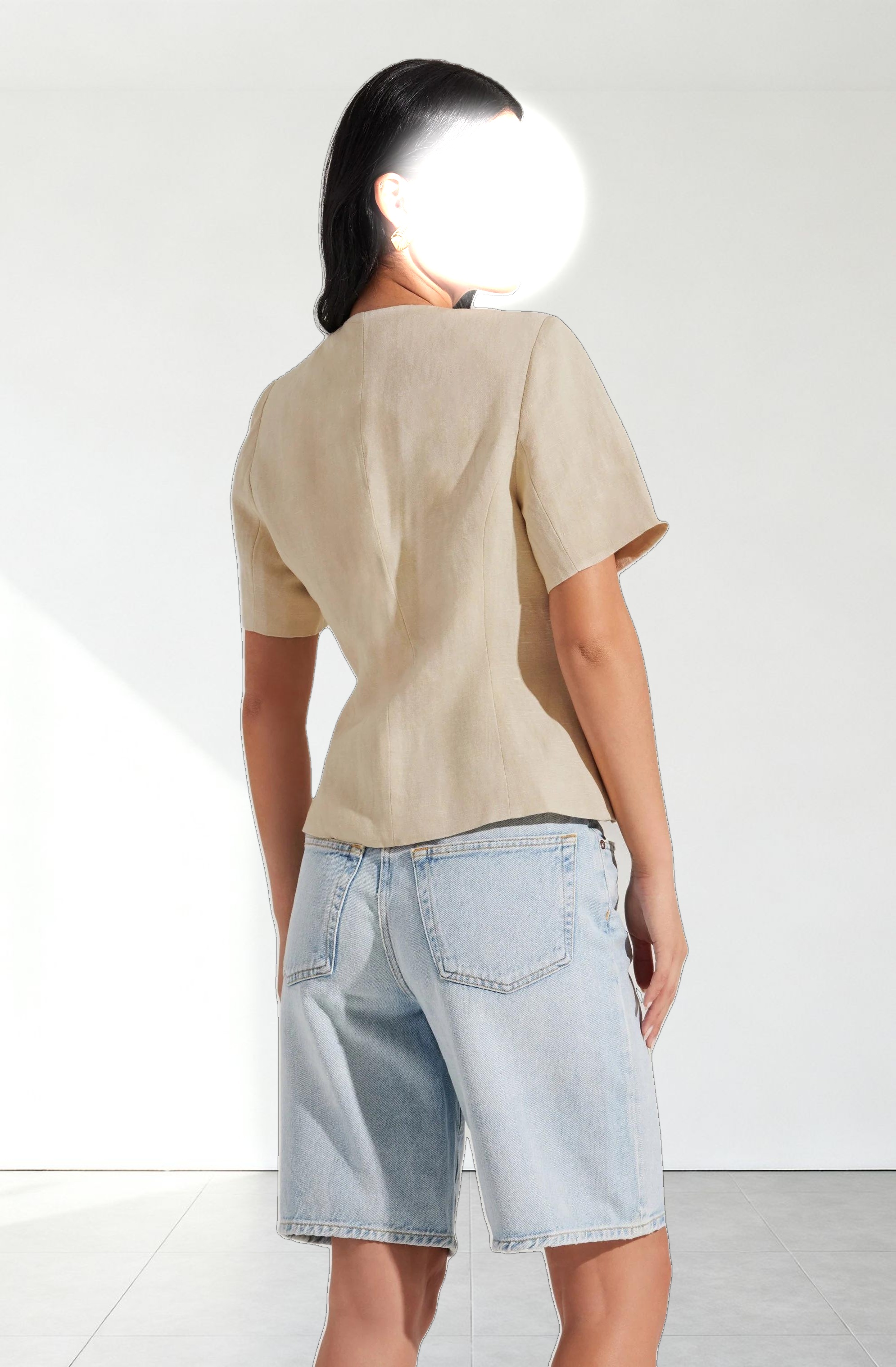 Saige Cutaway Linen Blend Jacket