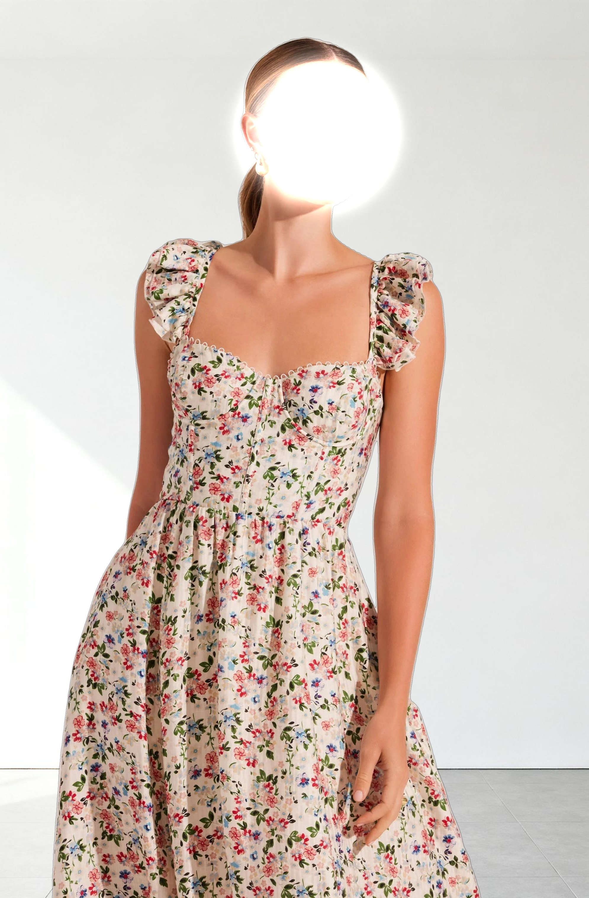Wedelia Floral Bustier Midi Dress
