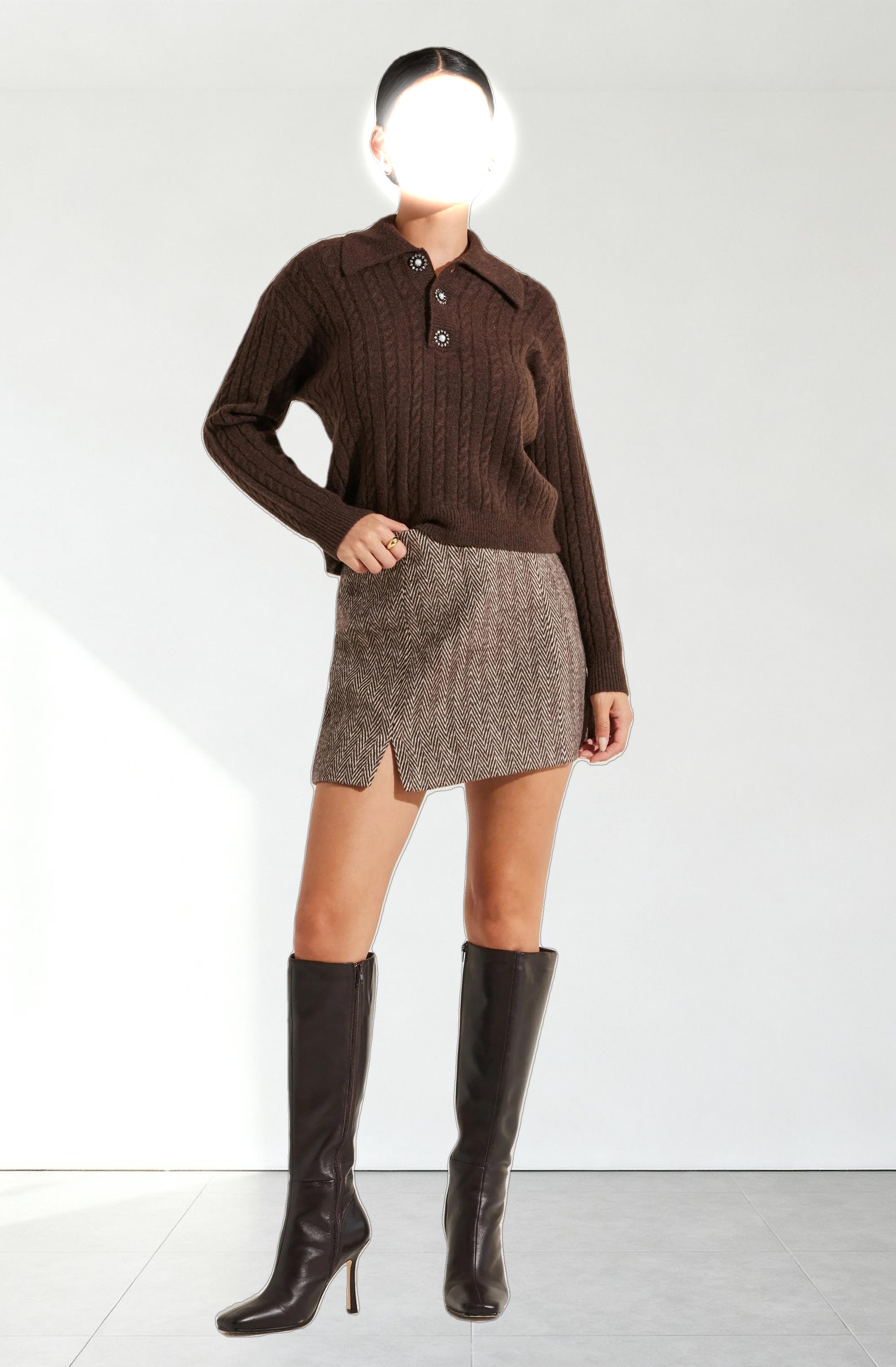 Cable Knit Polo Sweater