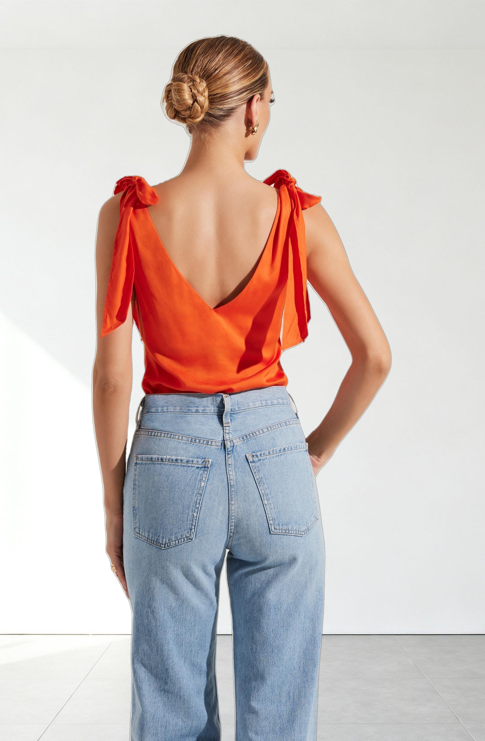 Allexina Satin Cowl Neck Top