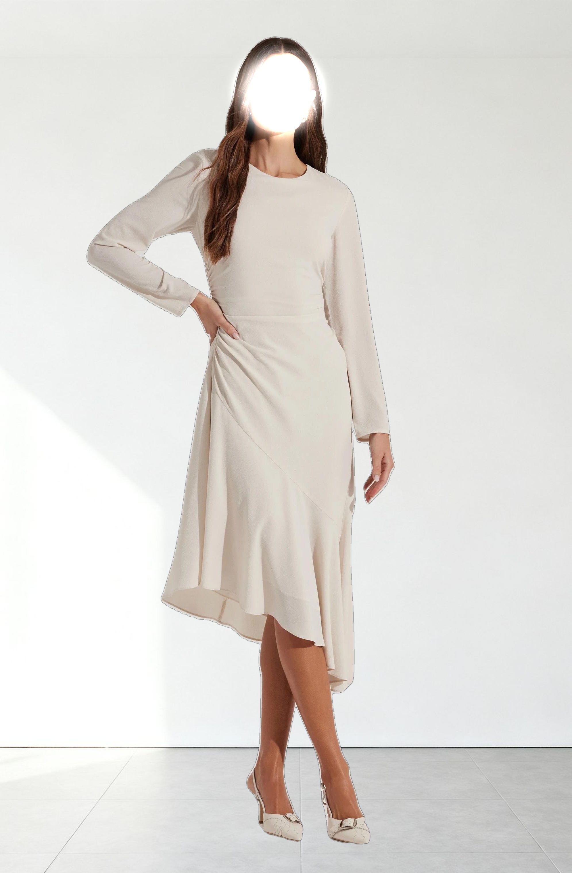 Long Sleeve Asymmetrical Hem Dress