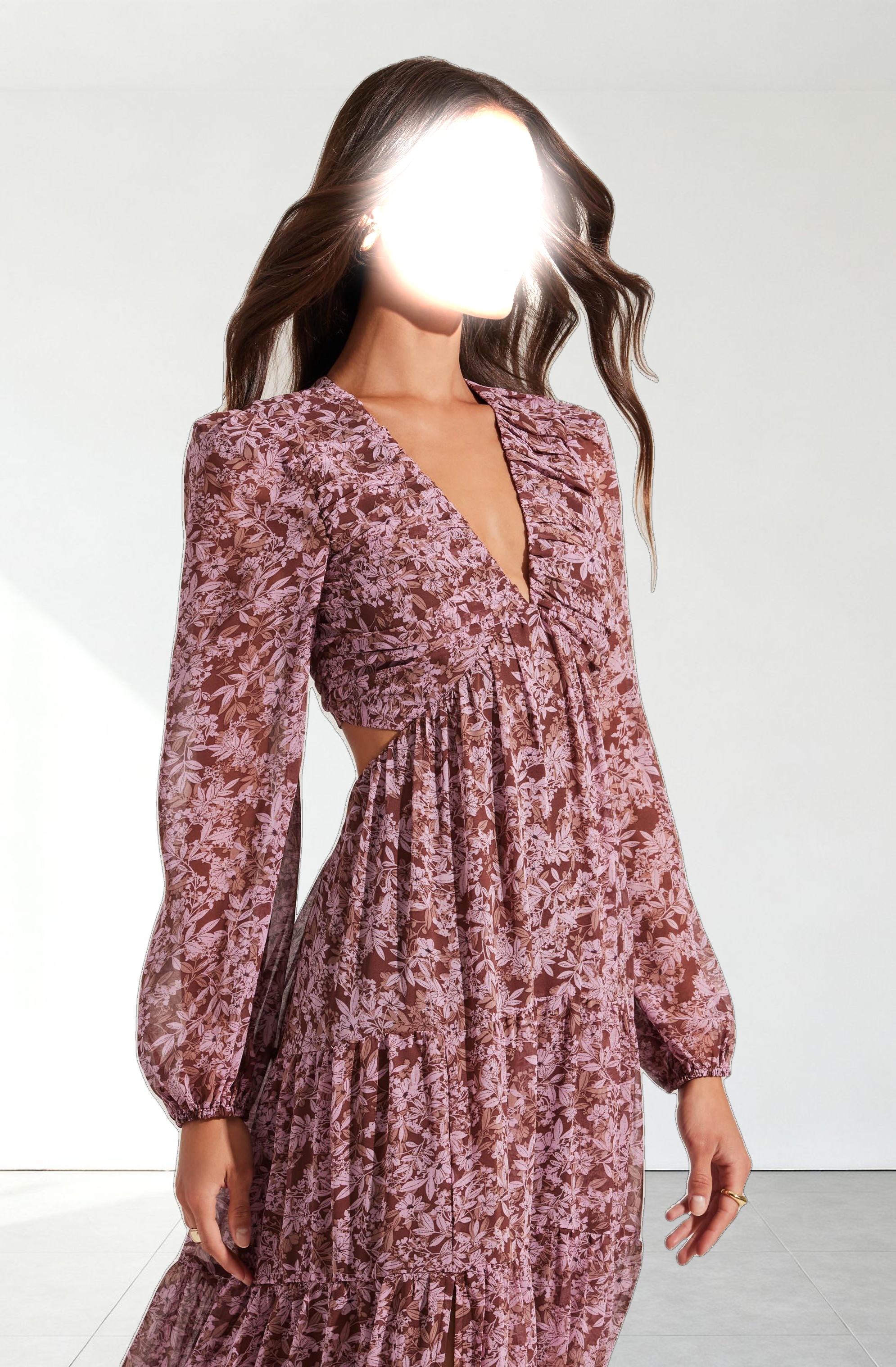 V-Neck Cutout Midi Dress