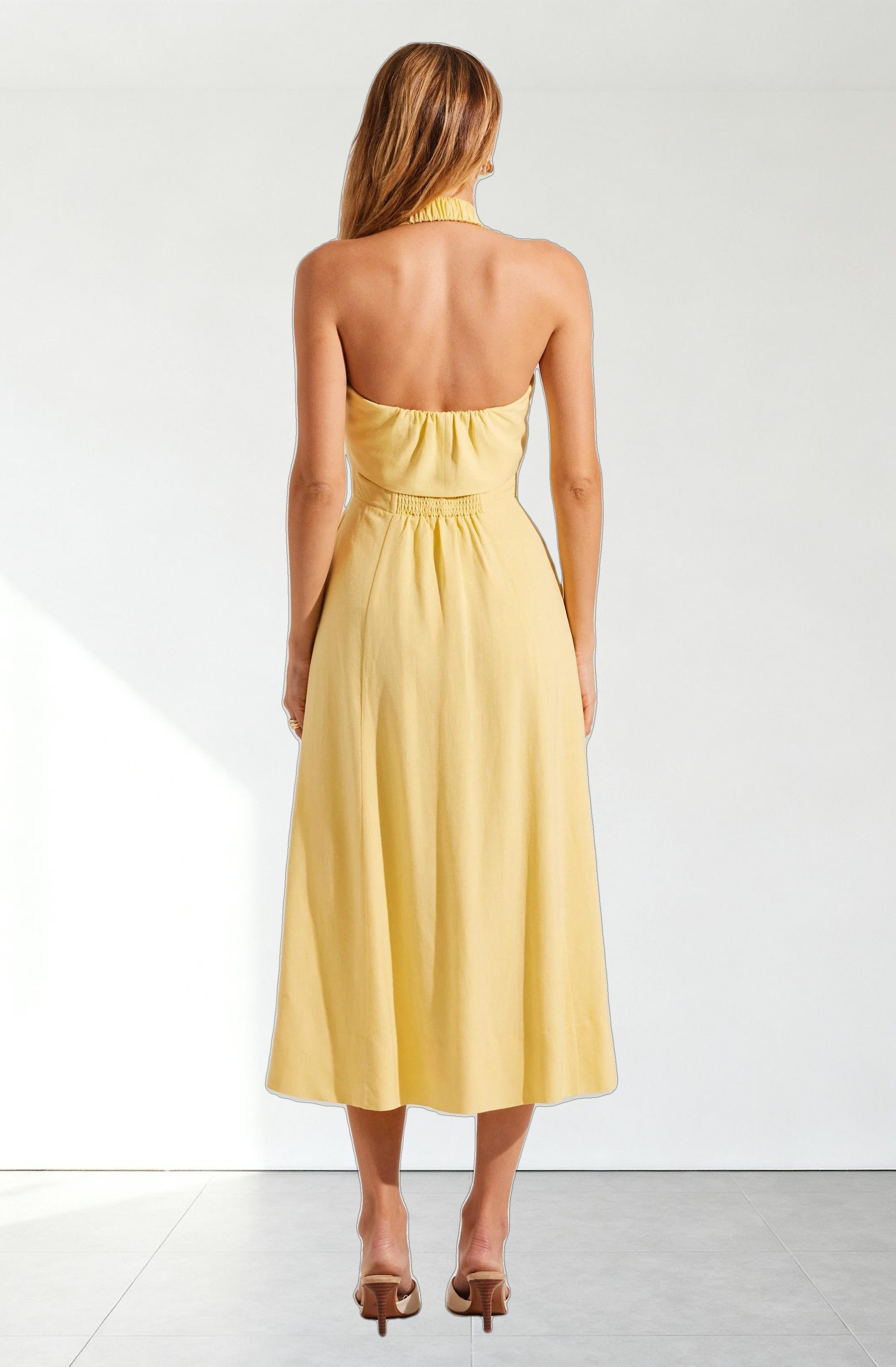 Katherine Linen-Blend Halter Dress