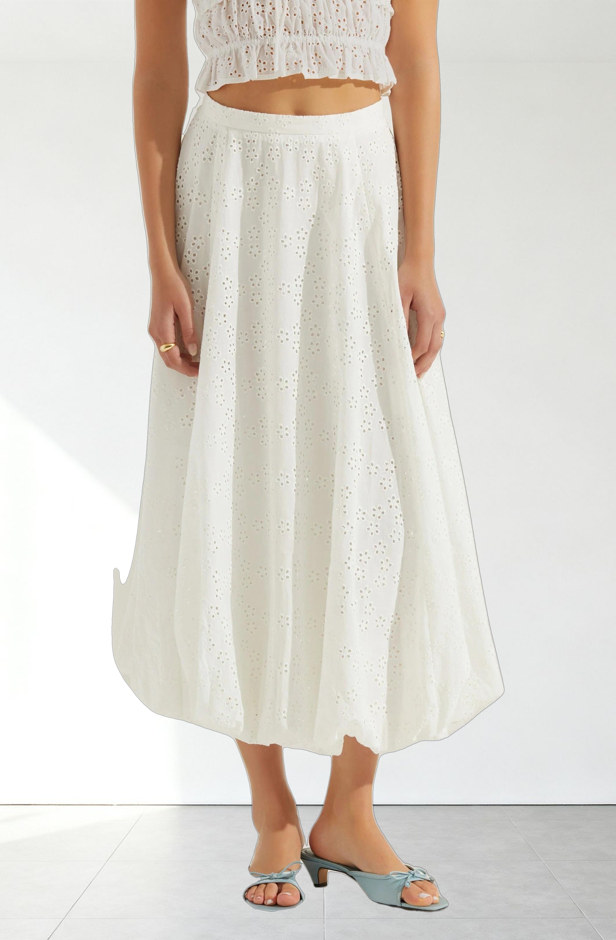 Kissel Eyelet Bubble Maxi Skirt