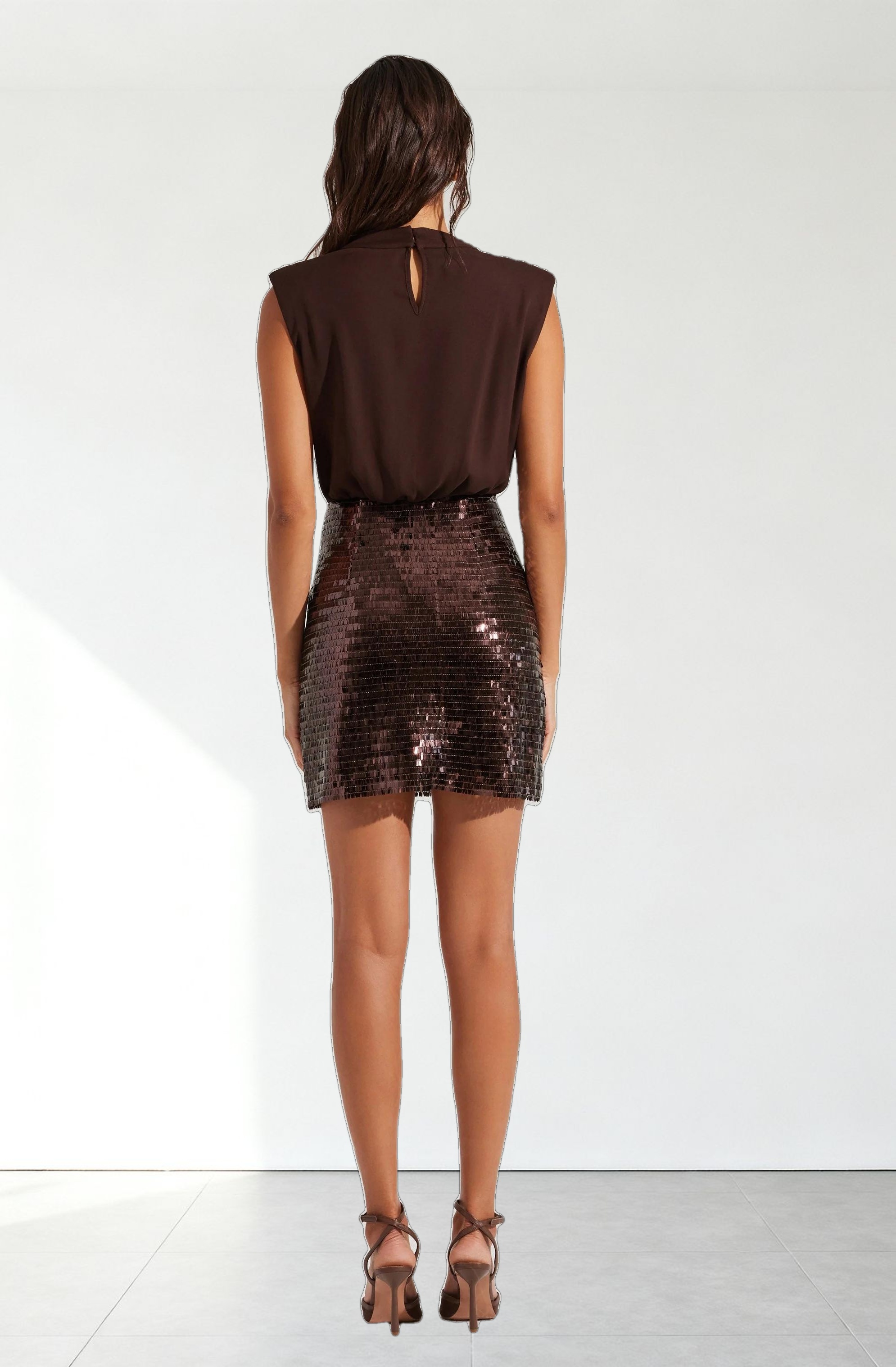 Sequin Mixed Media Mini Dress