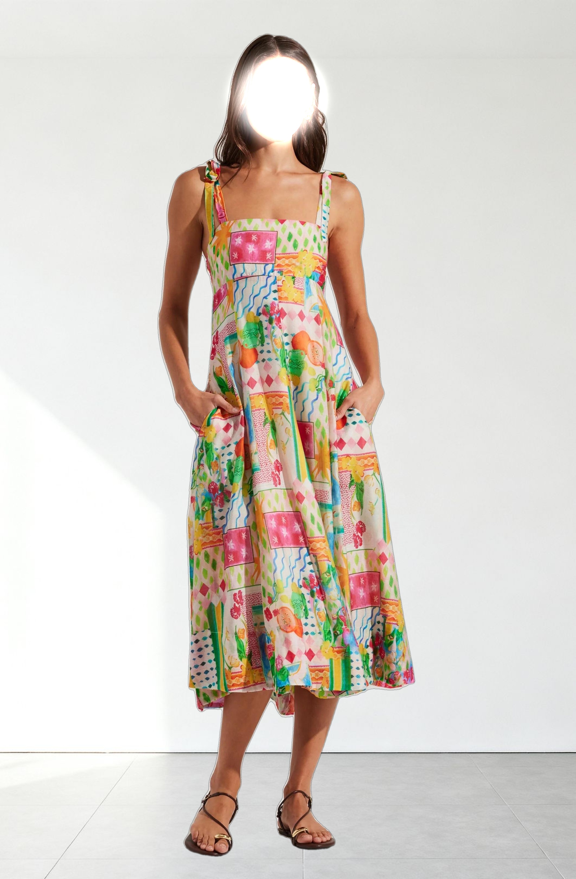 Shiann Patchwork Print Midi Dress