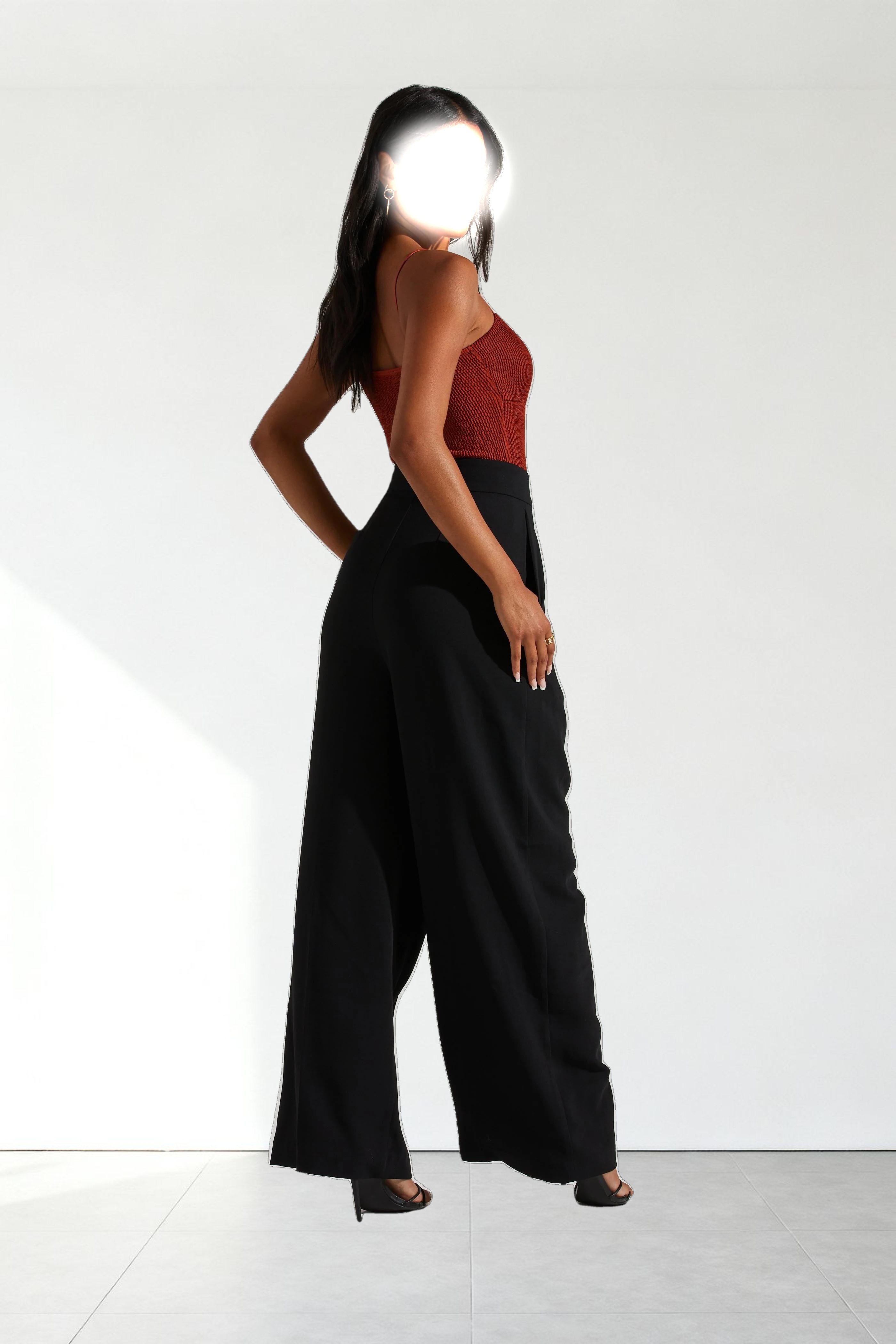 Boyfriend Criss Cross Pleated Wide Leg Pants