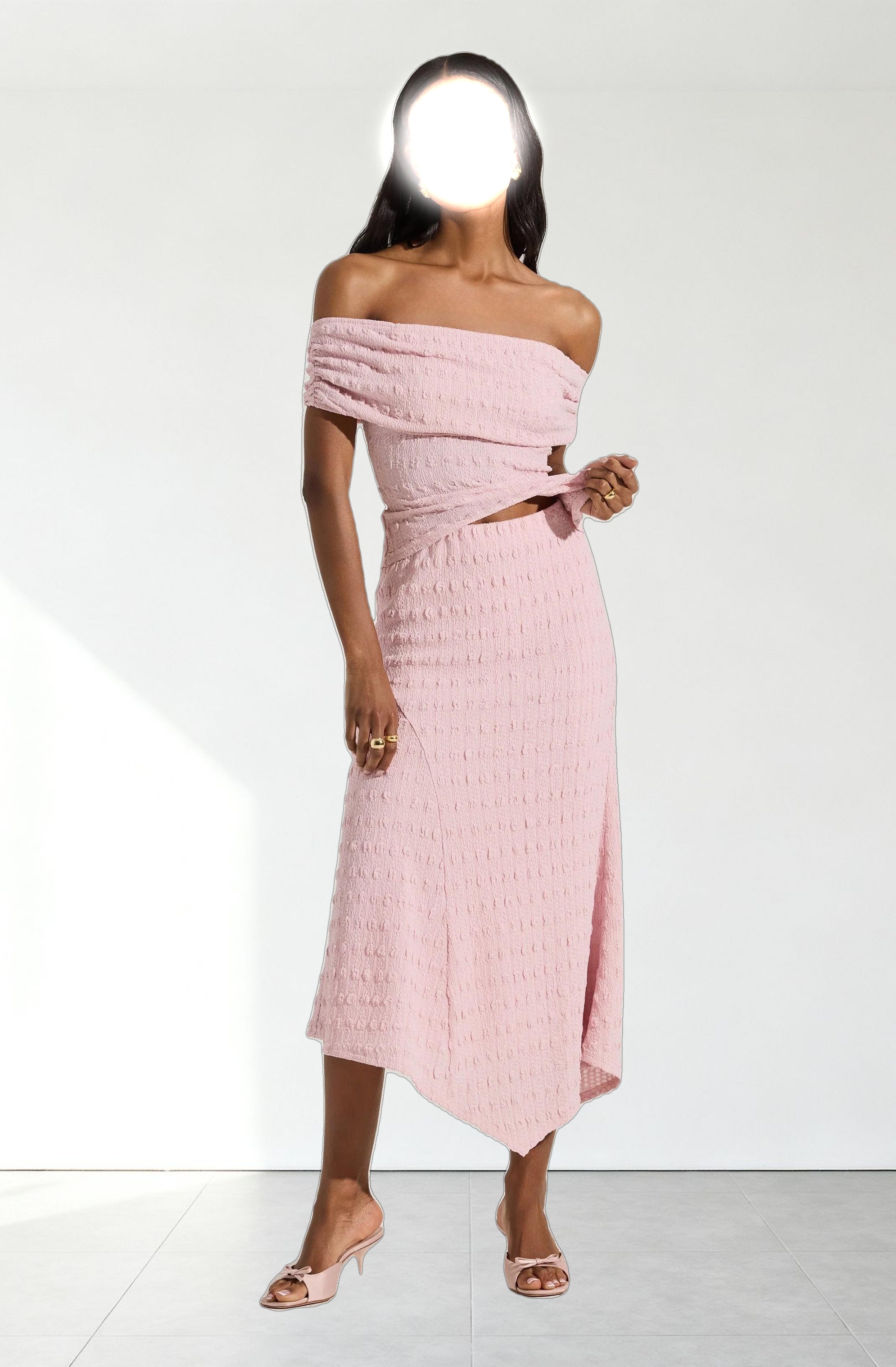 Textured Asymmetric Knit Skirt